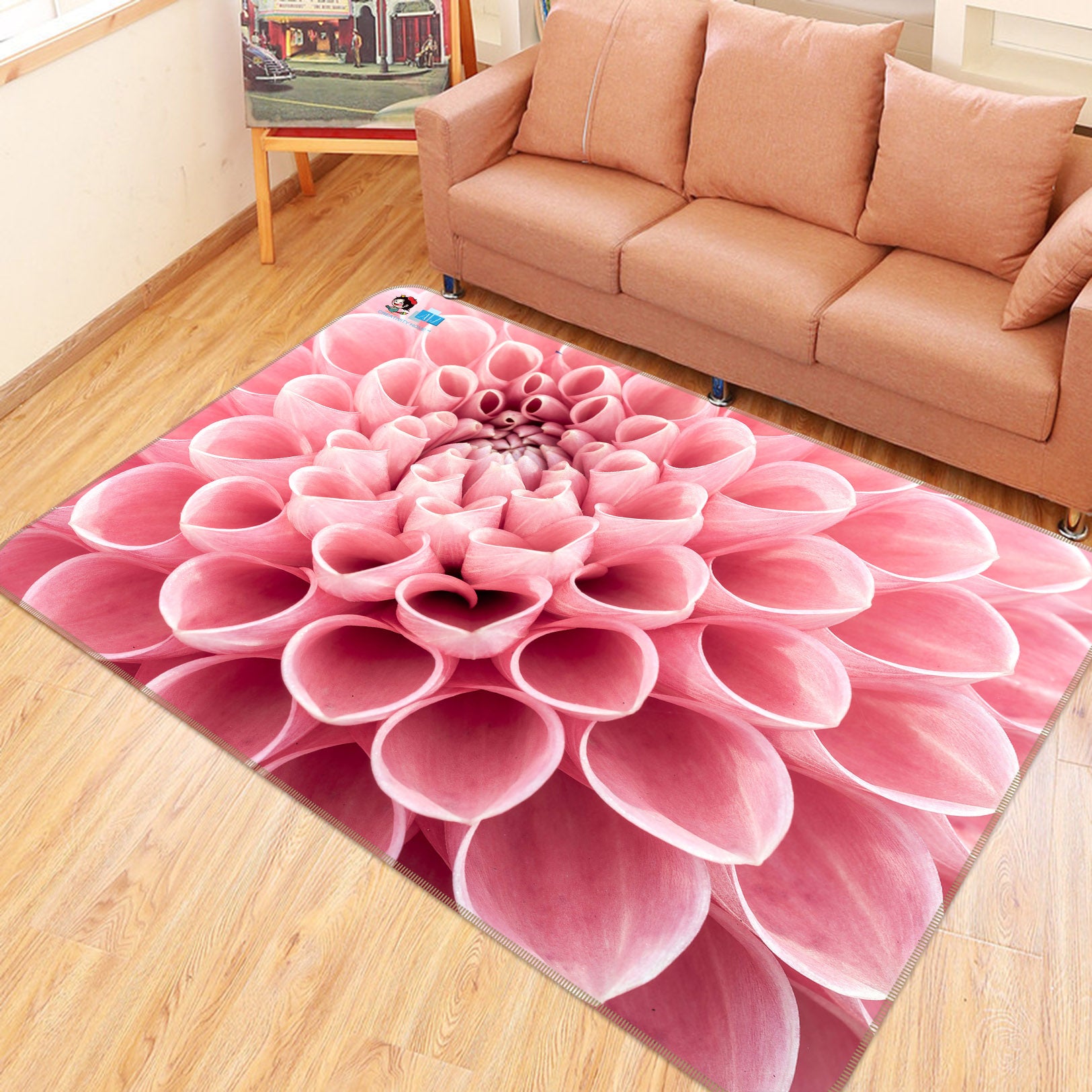 3D Pink Chrysanthemum 6727 Assaf Frank Rug Non Slip Rug Mat