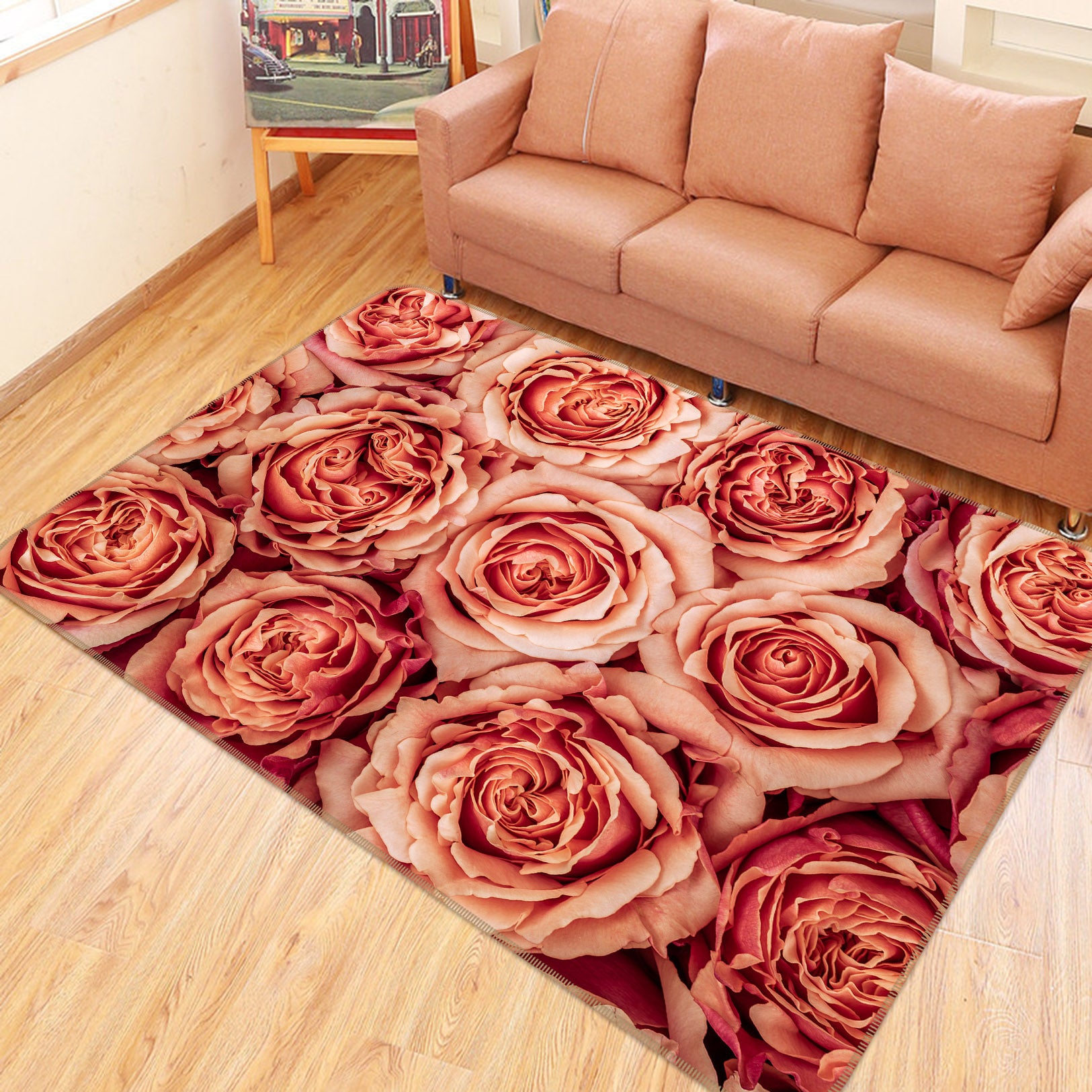 3D Rose Flower 83191 Assaf Frank Rug Non Slip Rug Mat