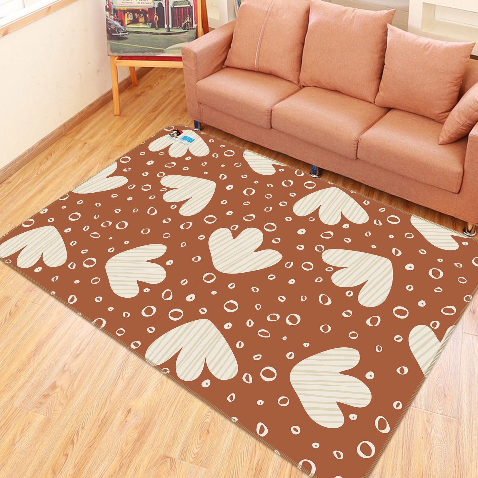 3D Brown White Circle Pattern 10783 Kashmira Jayaprakash Rug Non Slip Rug Mat