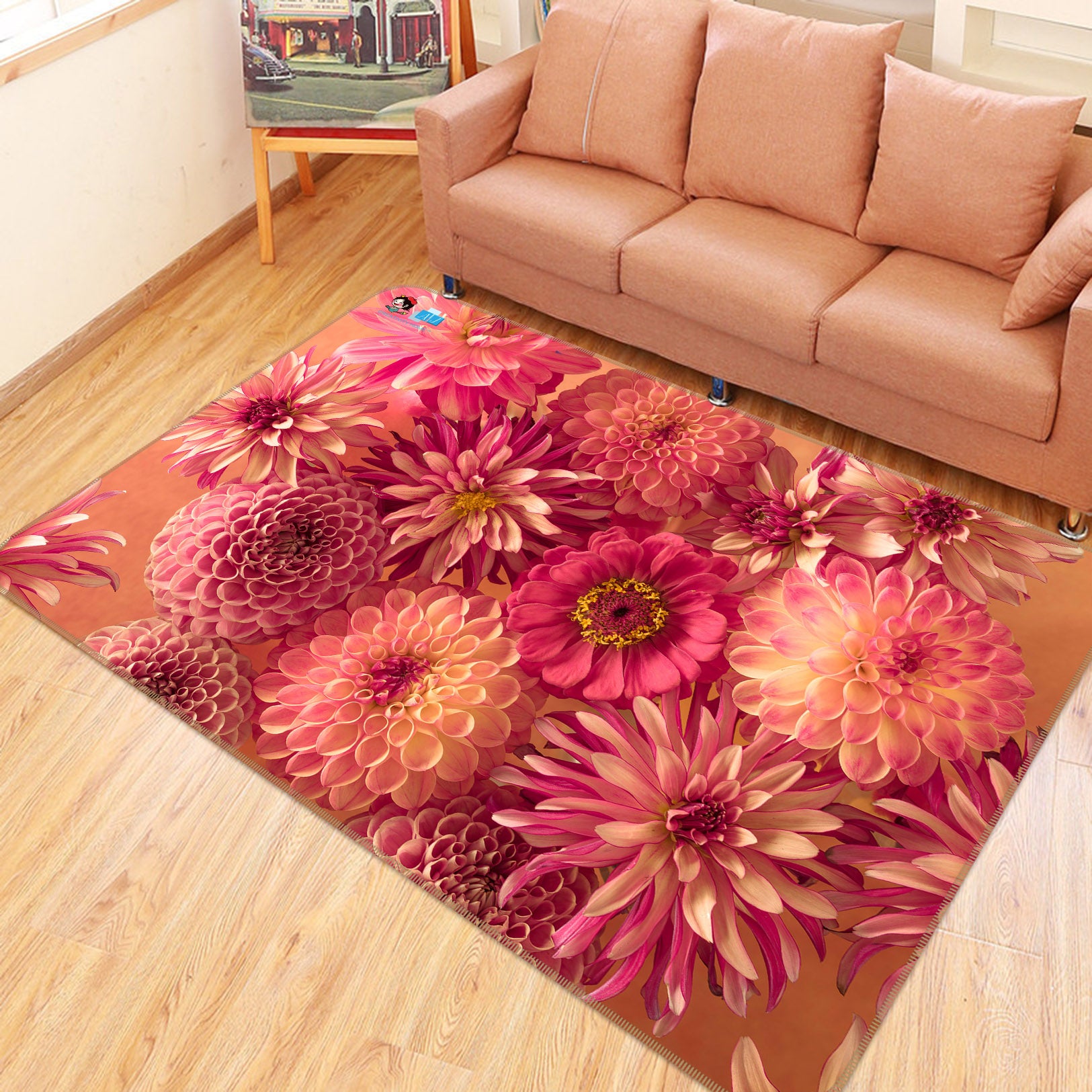 3D Bright Flowers 6726 Assaf Frank Rug Non Slip Rug Mat