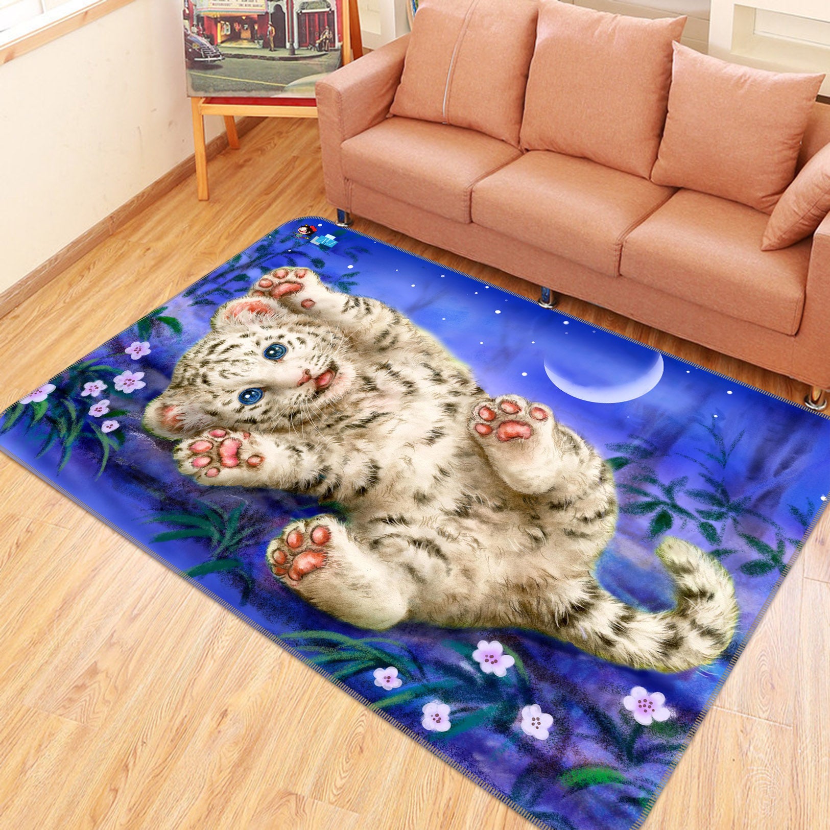 3D Cute Lion Moon 5604 Kayomi Harai Rug Non Slip Rug Mat