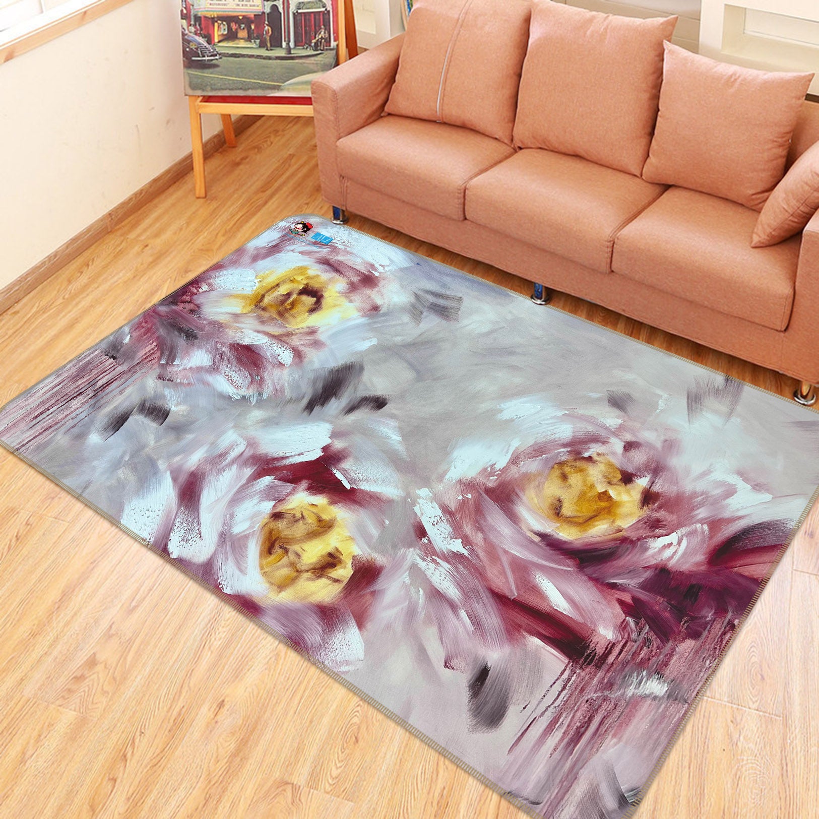 3D Painted Flowers 3034 Skromova Marina Rug Non Slip Rug Mat