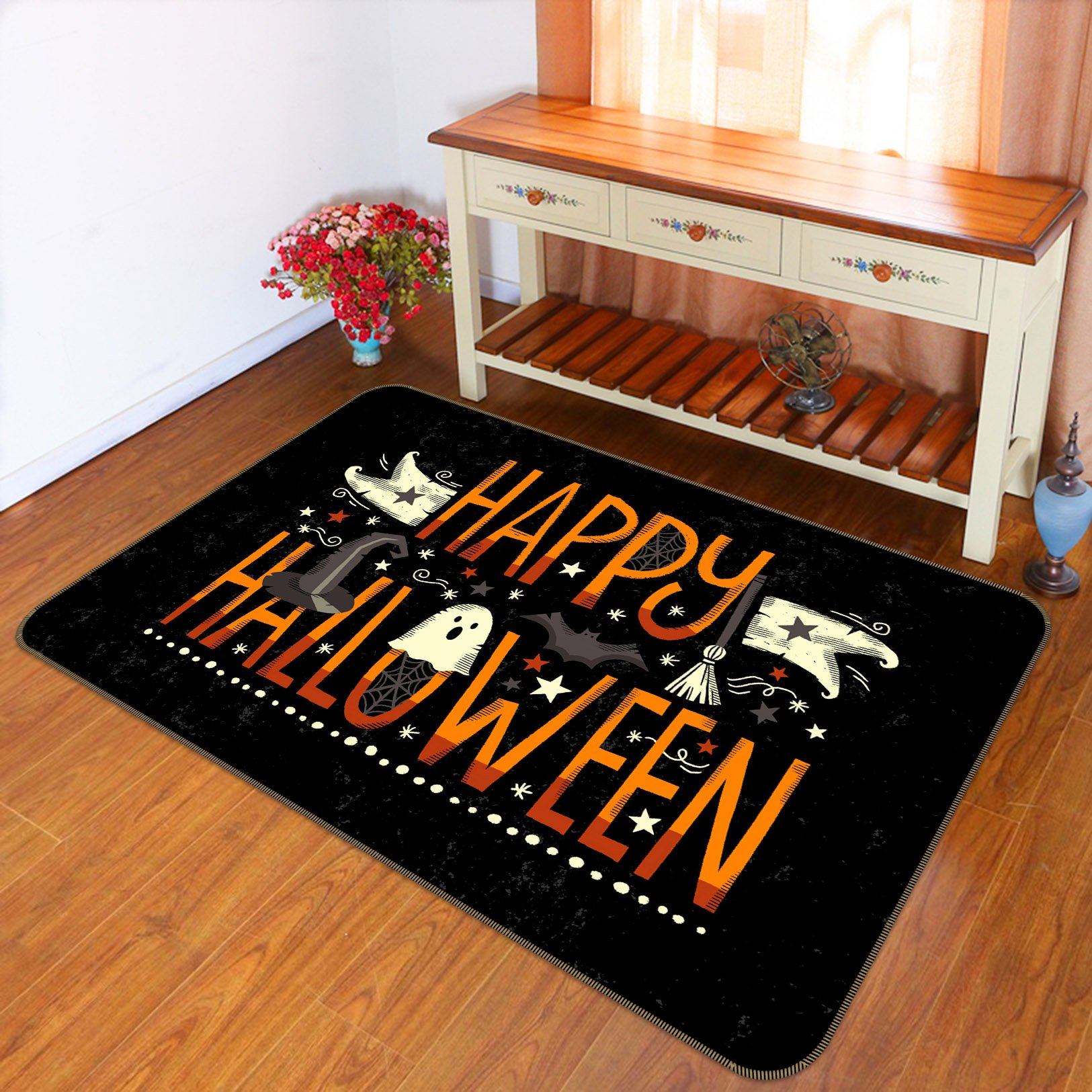 3D Broom Hat Stars 210 Halloween Non Slip Rug Mat Mat AJ Creativity Home 