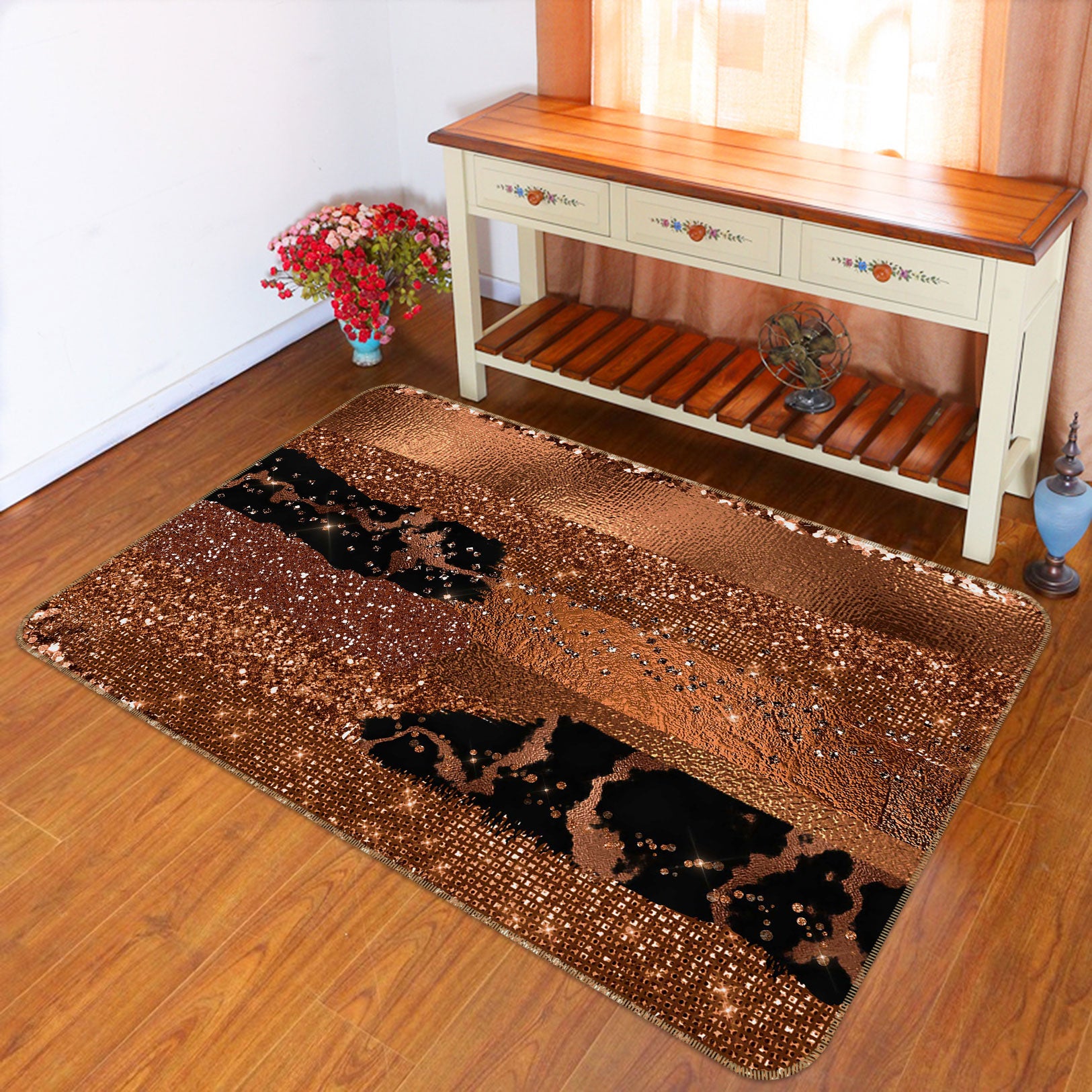 3D Brown Abstract 066 Uta Naumann Rug Non Slip Rug Mat