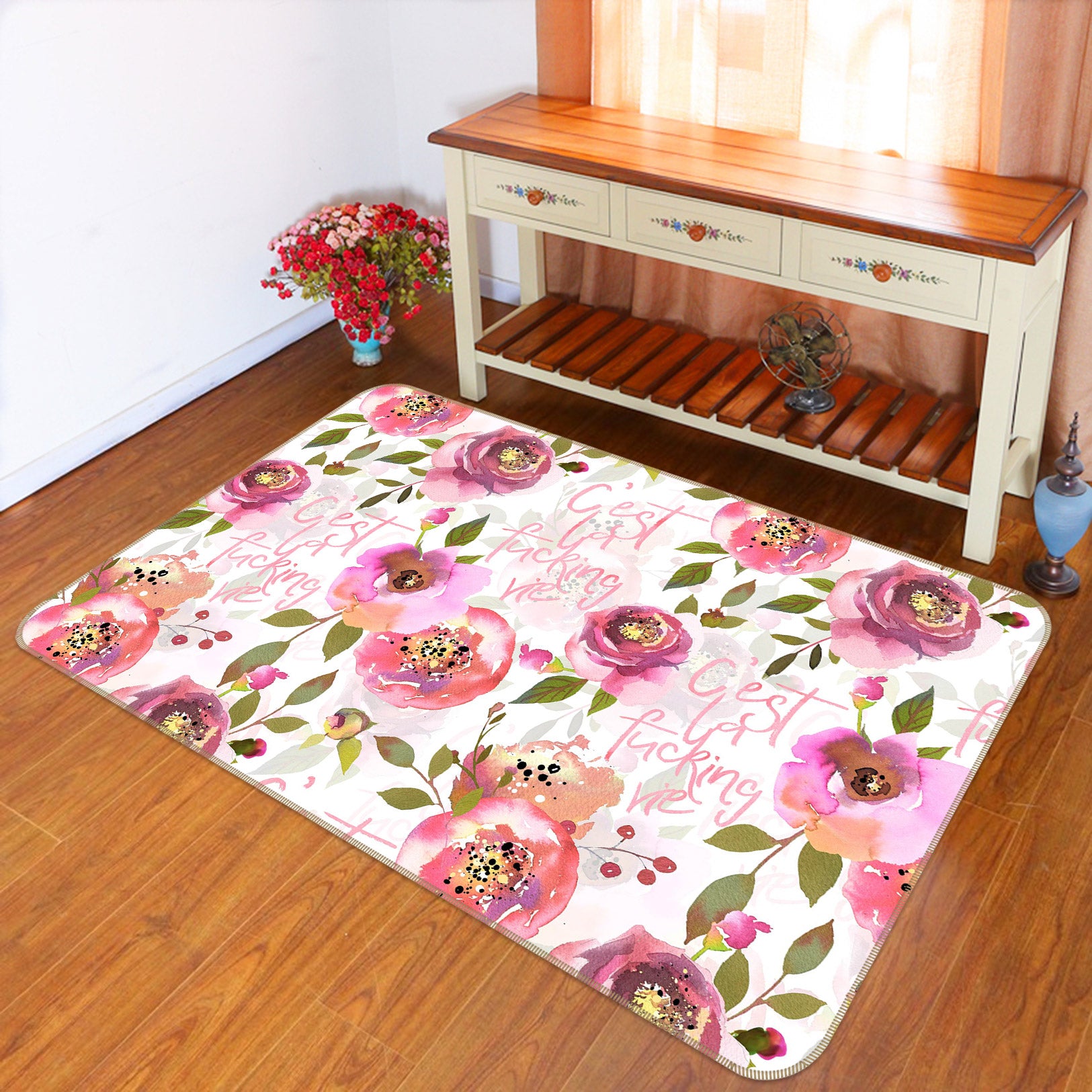 3D Painting Peony 086 Uta Naumann Rug Non Slip Rug Mat