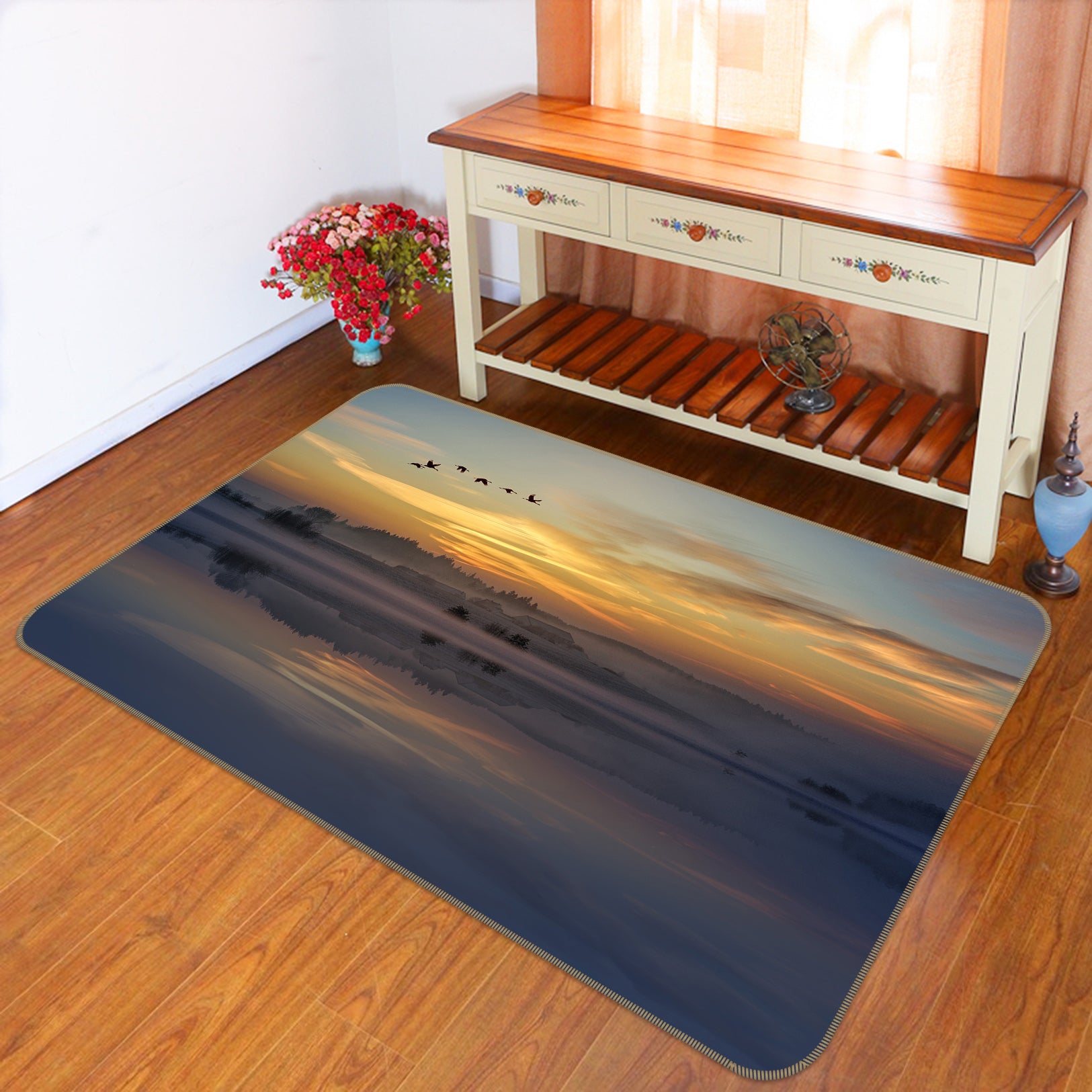 3D Lake Mountains Reflection 82153 Animal Non Slip Rug Mat