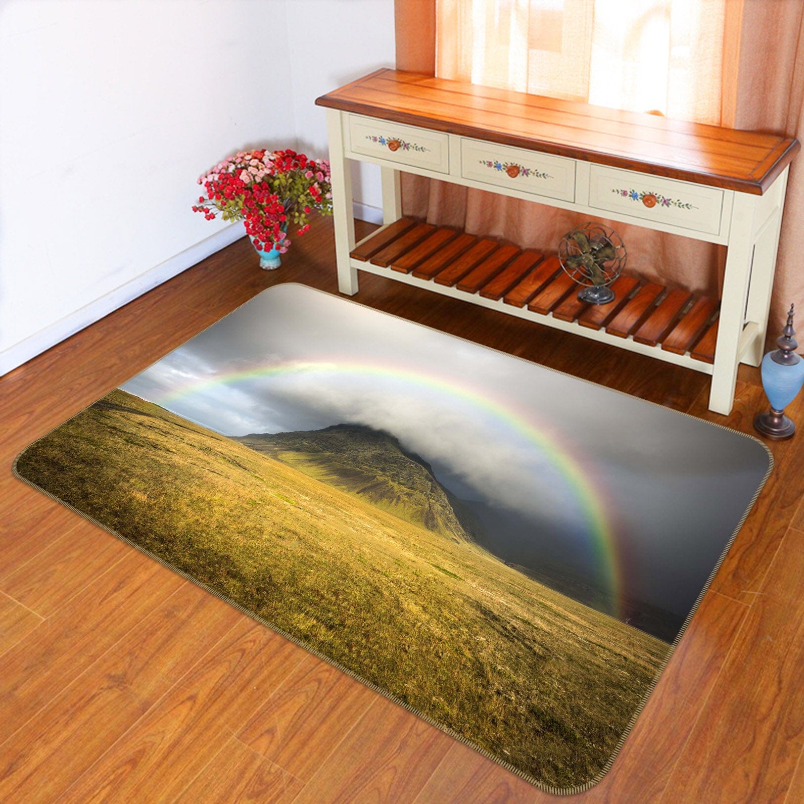 3D Prairie Rainbow 1105 Marco Carmassi Rug Non Slip Rug Mat Mat AJ Creativity Home 