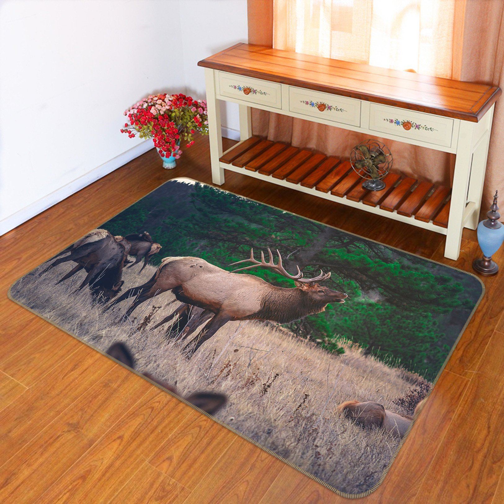 3D Elk 575 Animal Non Slip Rug Mat Mat AJ Creativity Home 