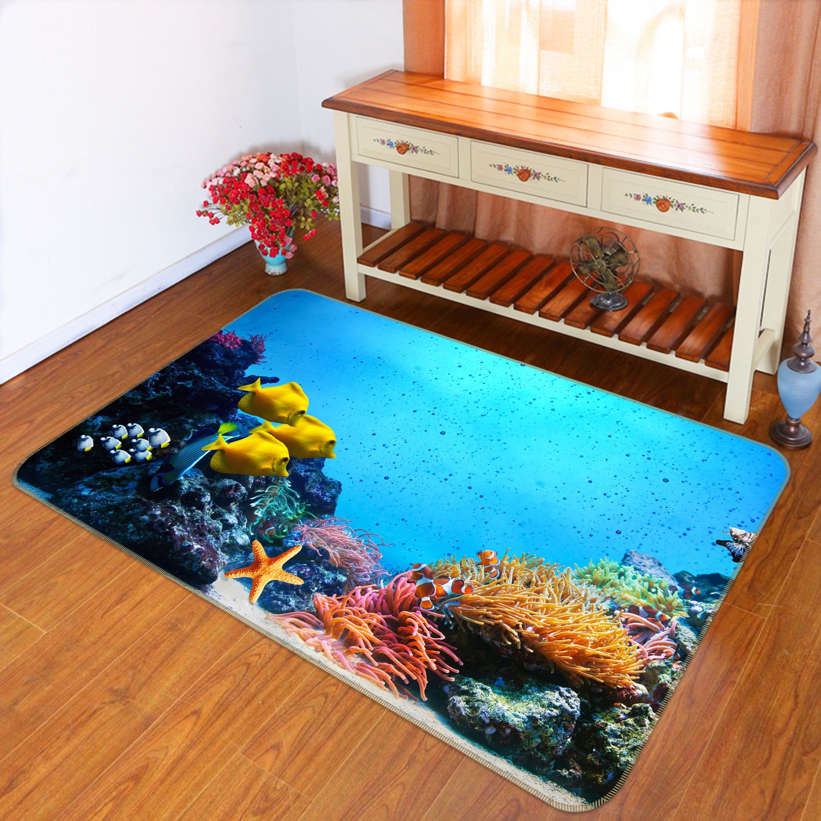 3D Starfish Coral Fish 68142 Animal Non Slip Rug Mat