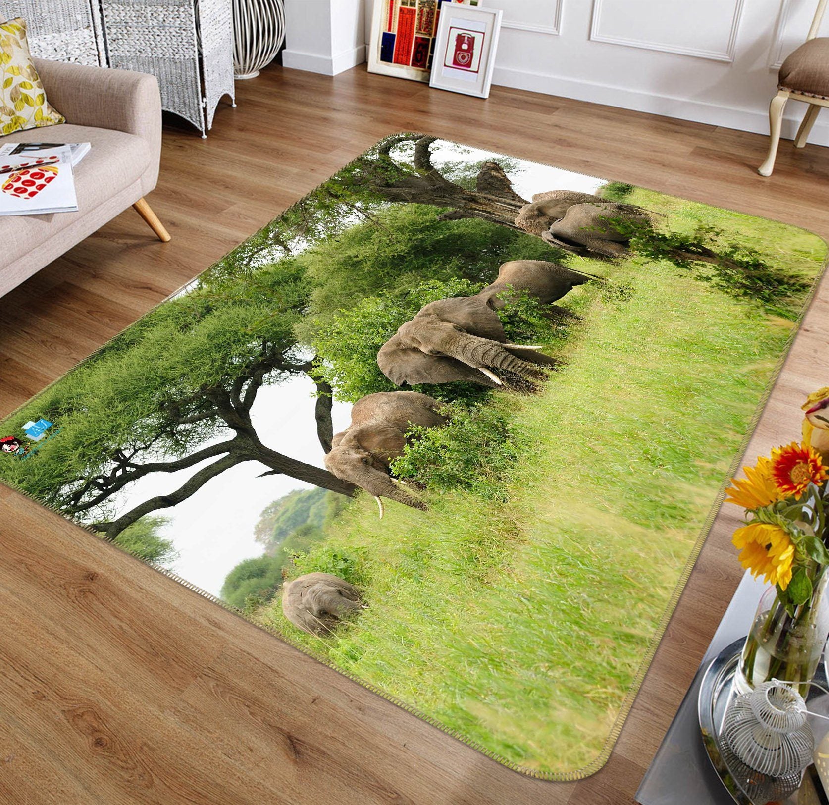 3D Lawn Elephant 364 Non Slip Rug Mat Mat AJ Creativity Home 