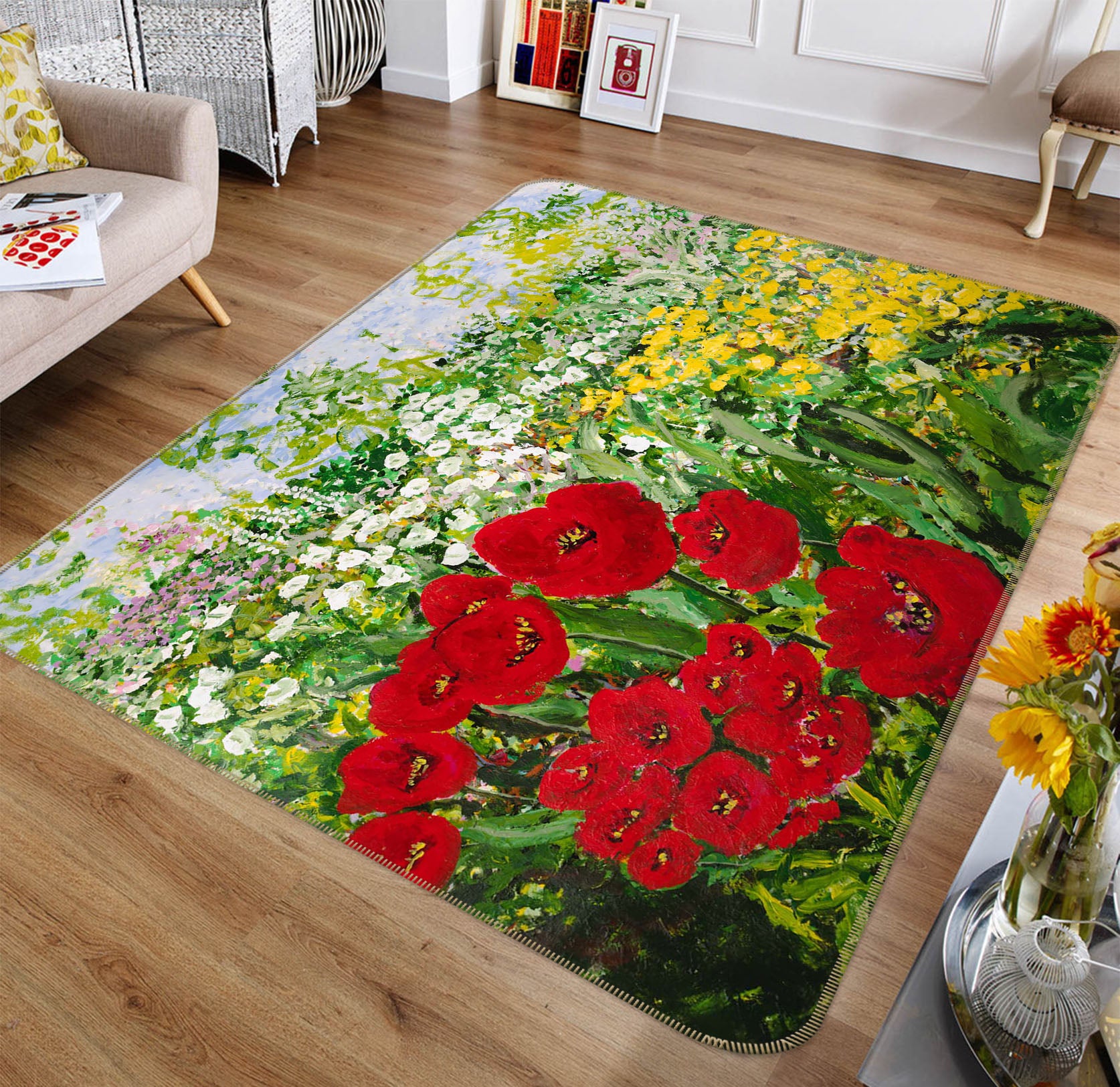 3D Valley Wildflowers 1125 Allan P. Friedlander Rug Non Slip Rug Mat