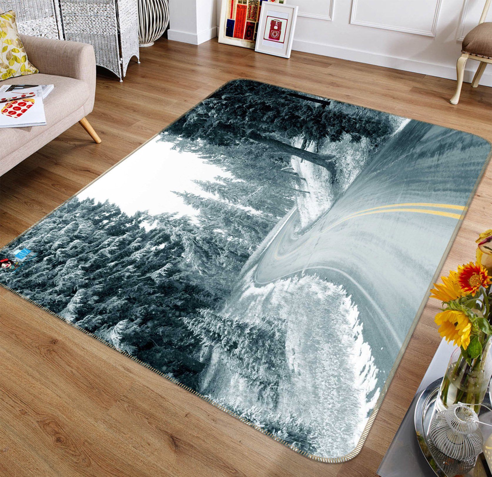 3D Highway Tree 352 Non Slip Rug Mat Mat AJ Creativity Home 