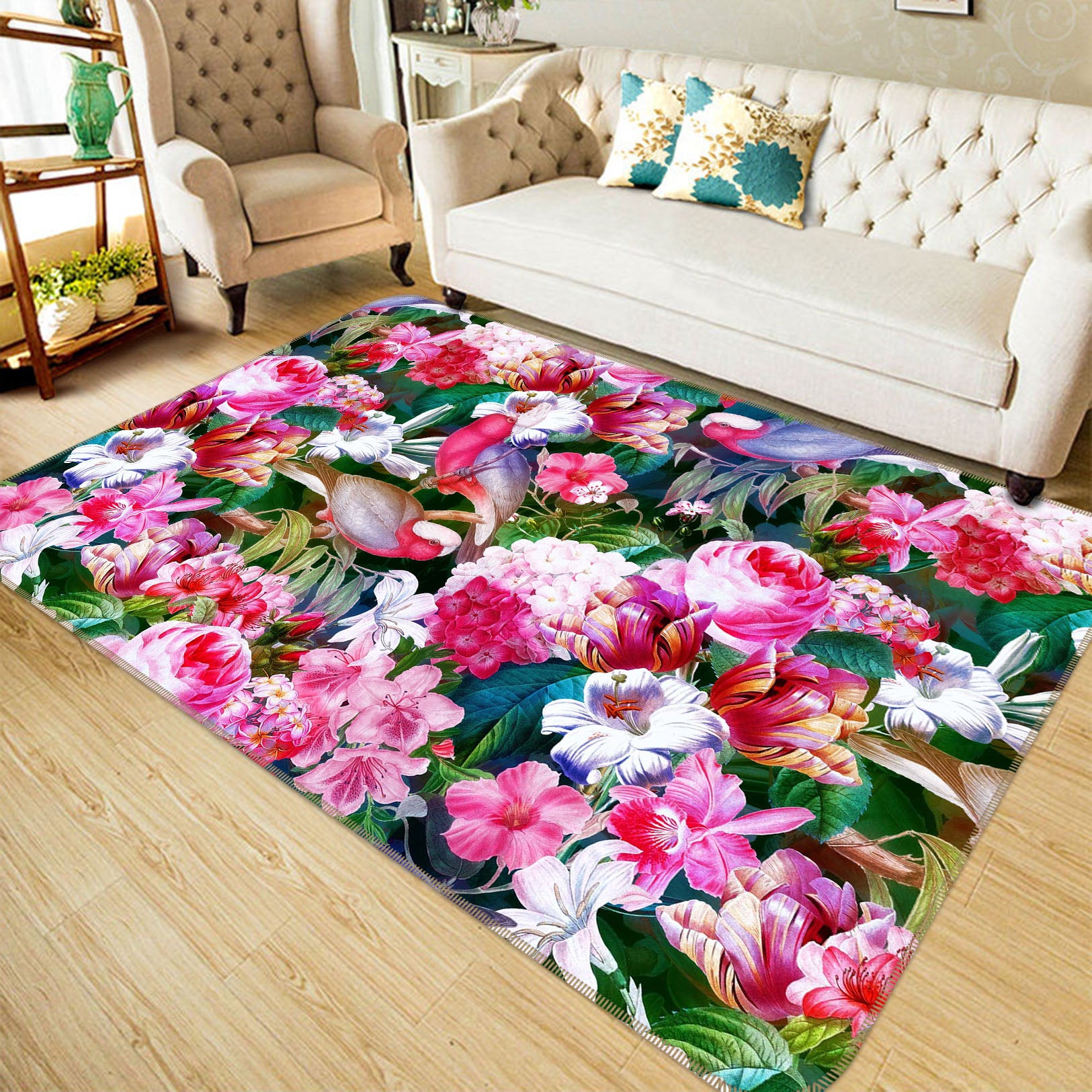 3D Pink Garden 120 Uta Naumann Rug Non Slip Rug Mat