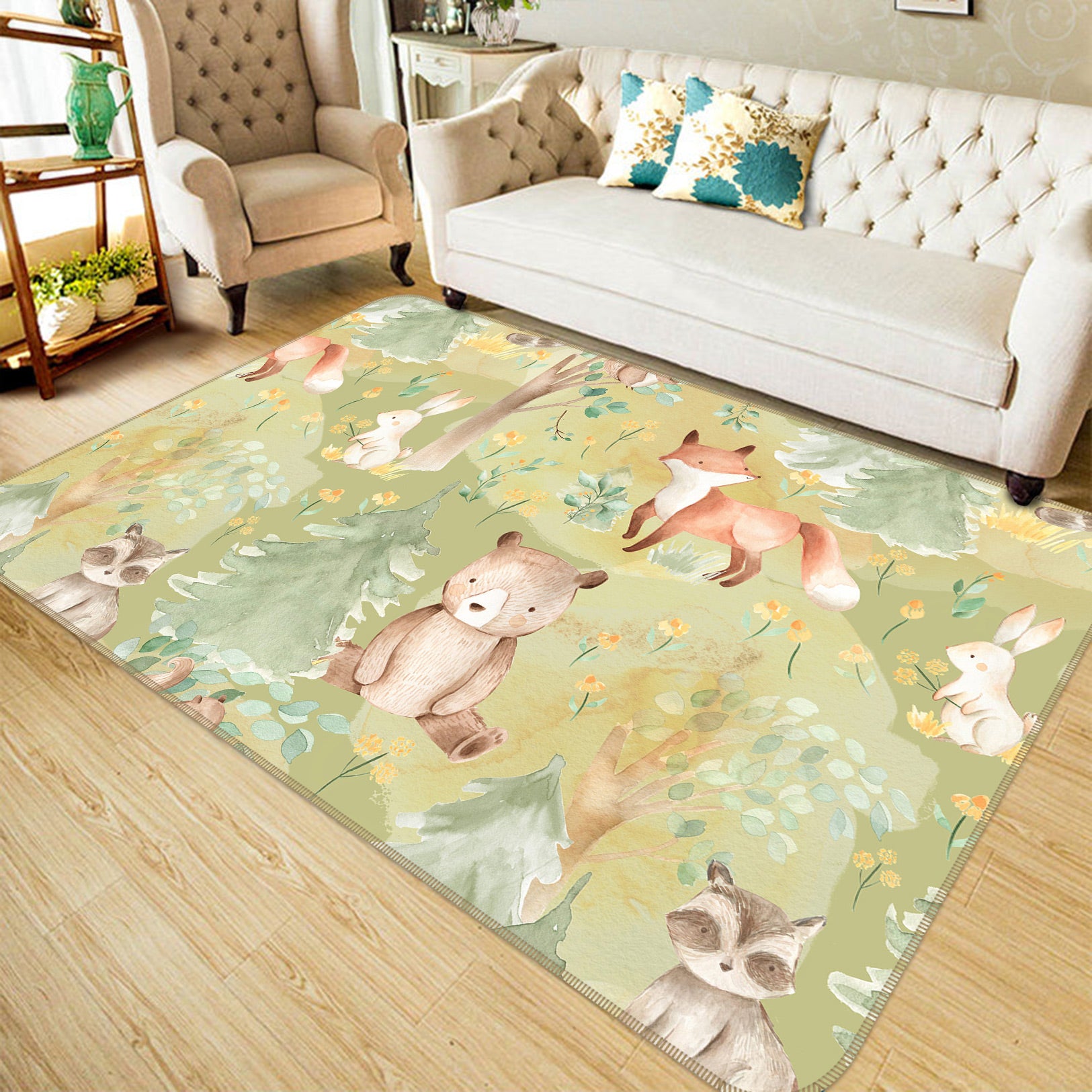 3D Bear Tree 032 Uta Naumann Rug Non Slip Rug Mat