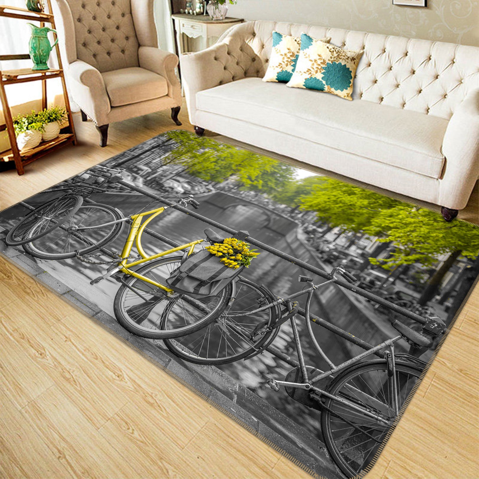 3D Bike River 126 Assaf Frank Rug Non Slip Rug Mat