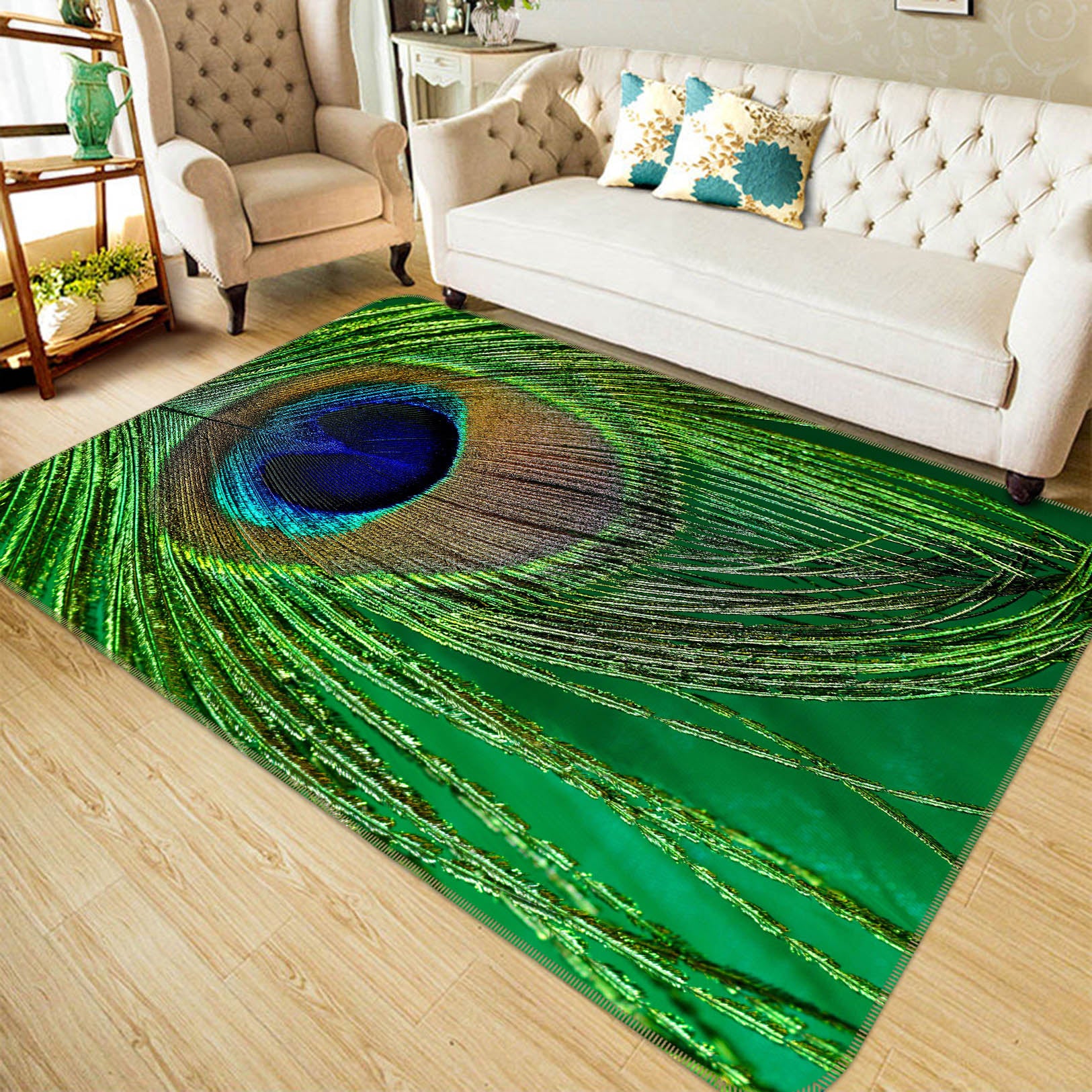 3D Peacock Feather 68209 Animal Non Slip Rug Mat