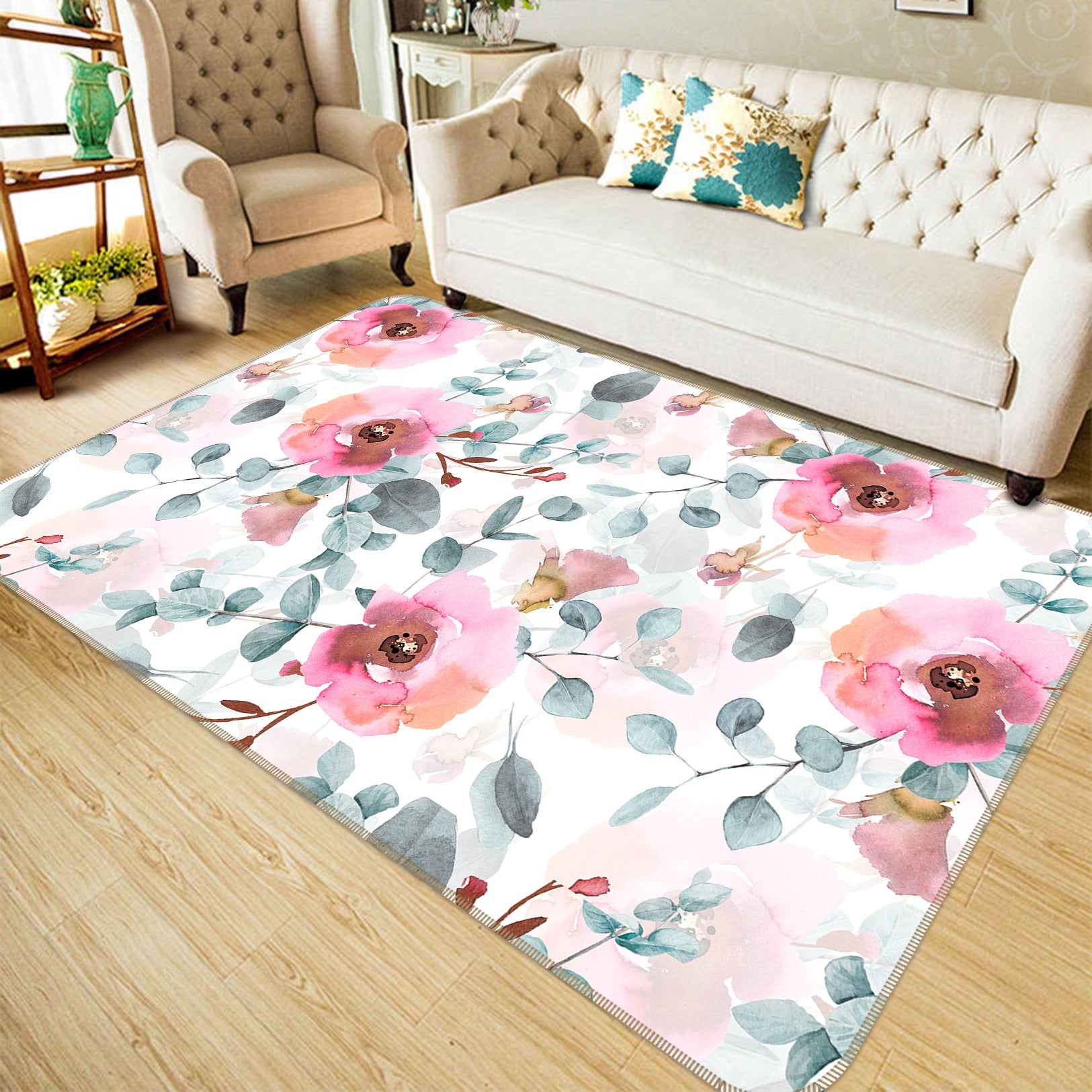 3D Leaves Flower 109 Uta Naumann Rug Non Slip Rug Mat