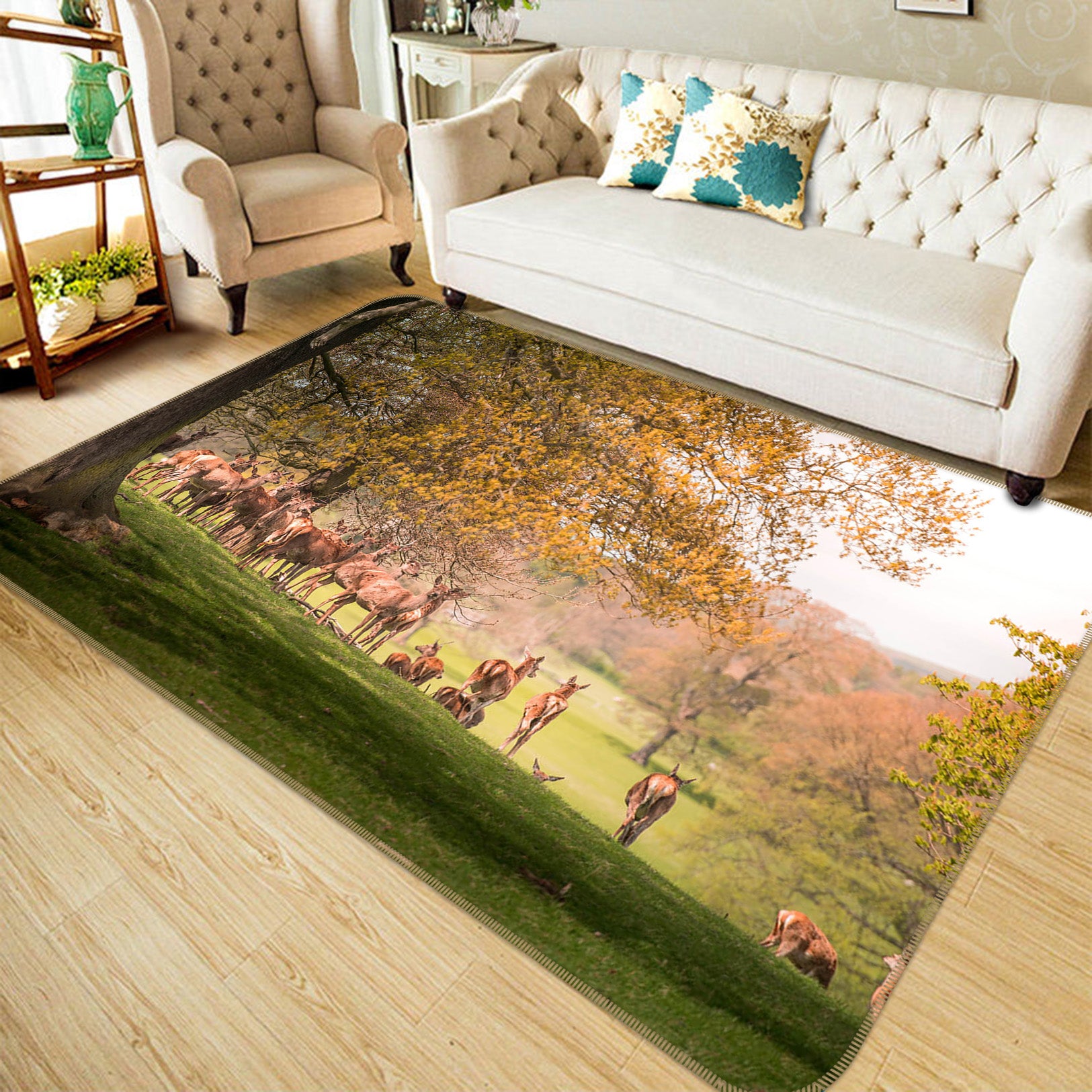 3D Wild Raindeer Coutry Park Autumn 82167 Animal Non Slip Rug Mat