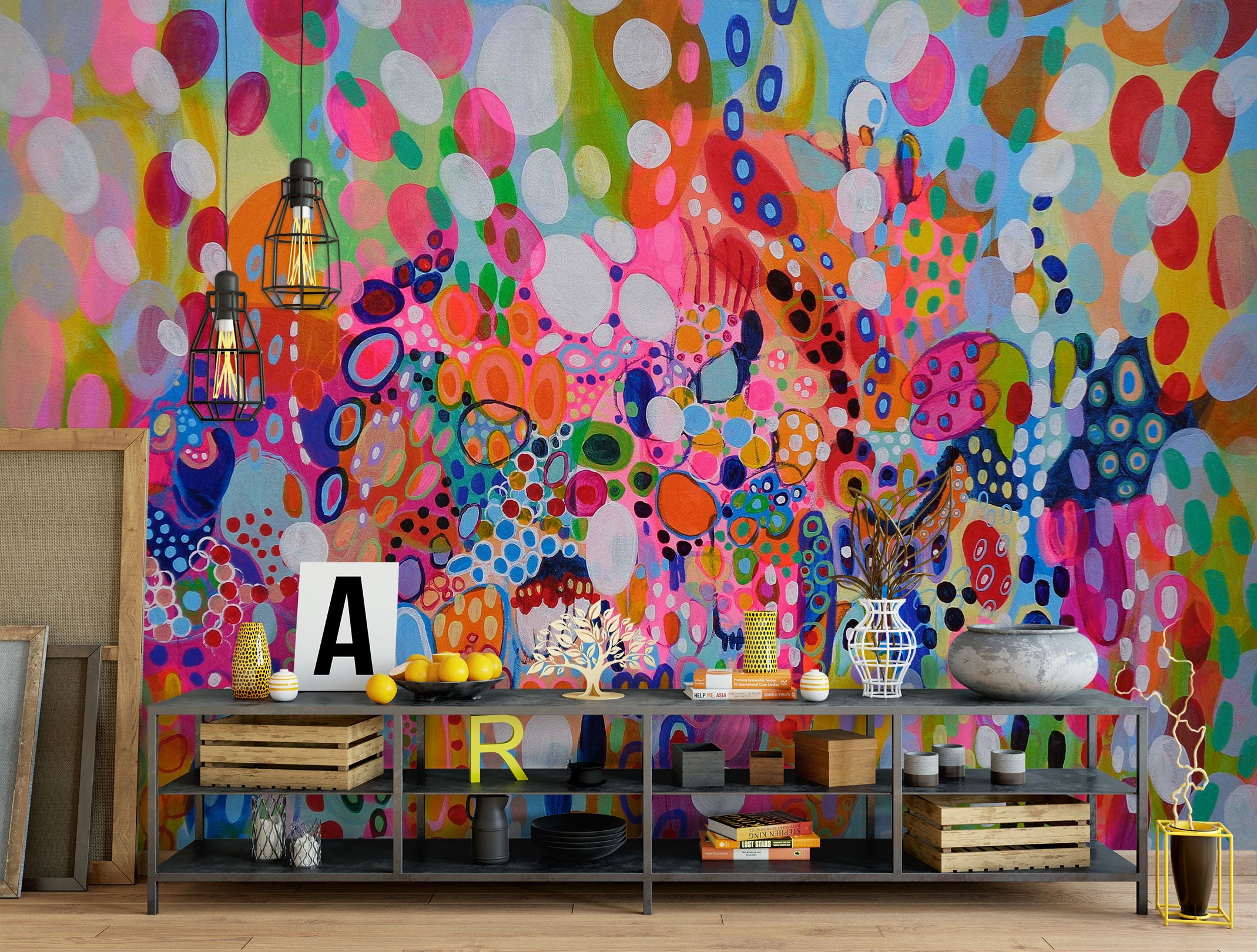 3D Colorful Polka Dot Pattern 12120 Misako Chida Wall Mural Wall Murals