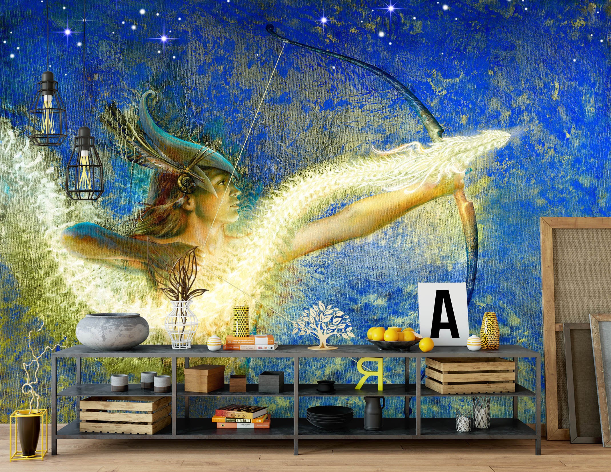 3D Golden Light Dragon Arrow 7082 Ciruelo Wall Mural Wall Murals