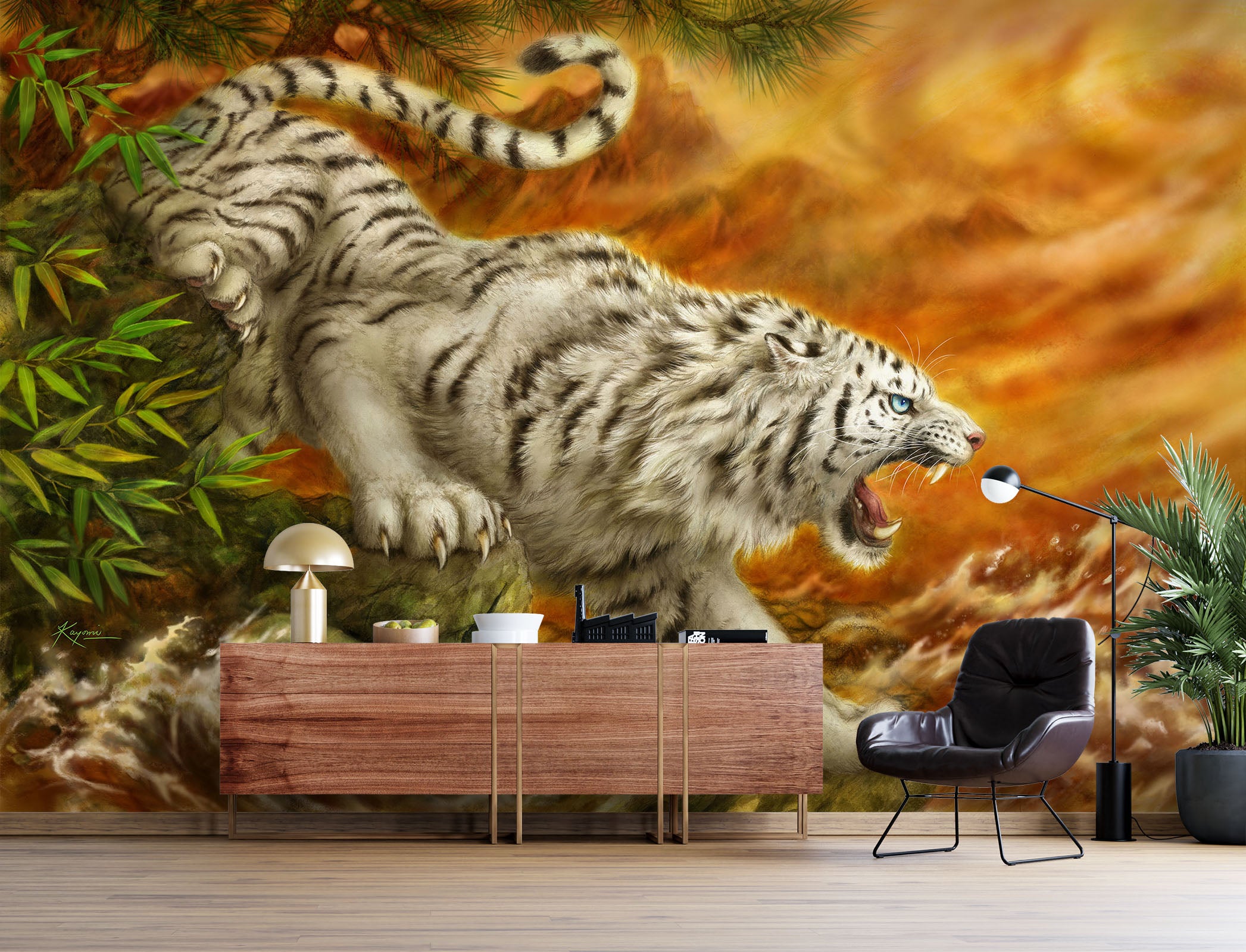 3D Hand Drawn Tiger 5454 Kayomi Harai Wall Mural Wall Murals