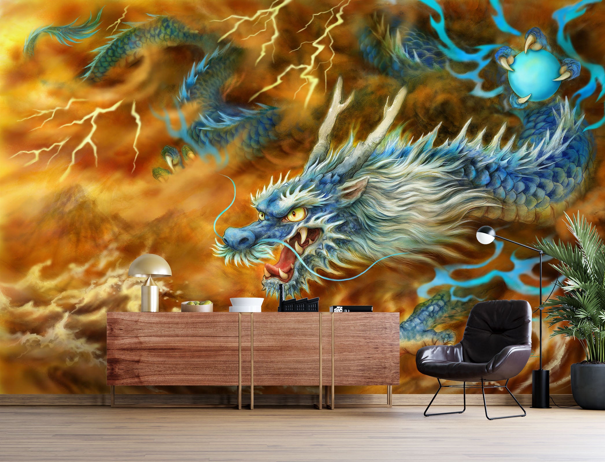 3D Dragon Lightning 5415 Kayomi Harai Wall Mural Wall Murals