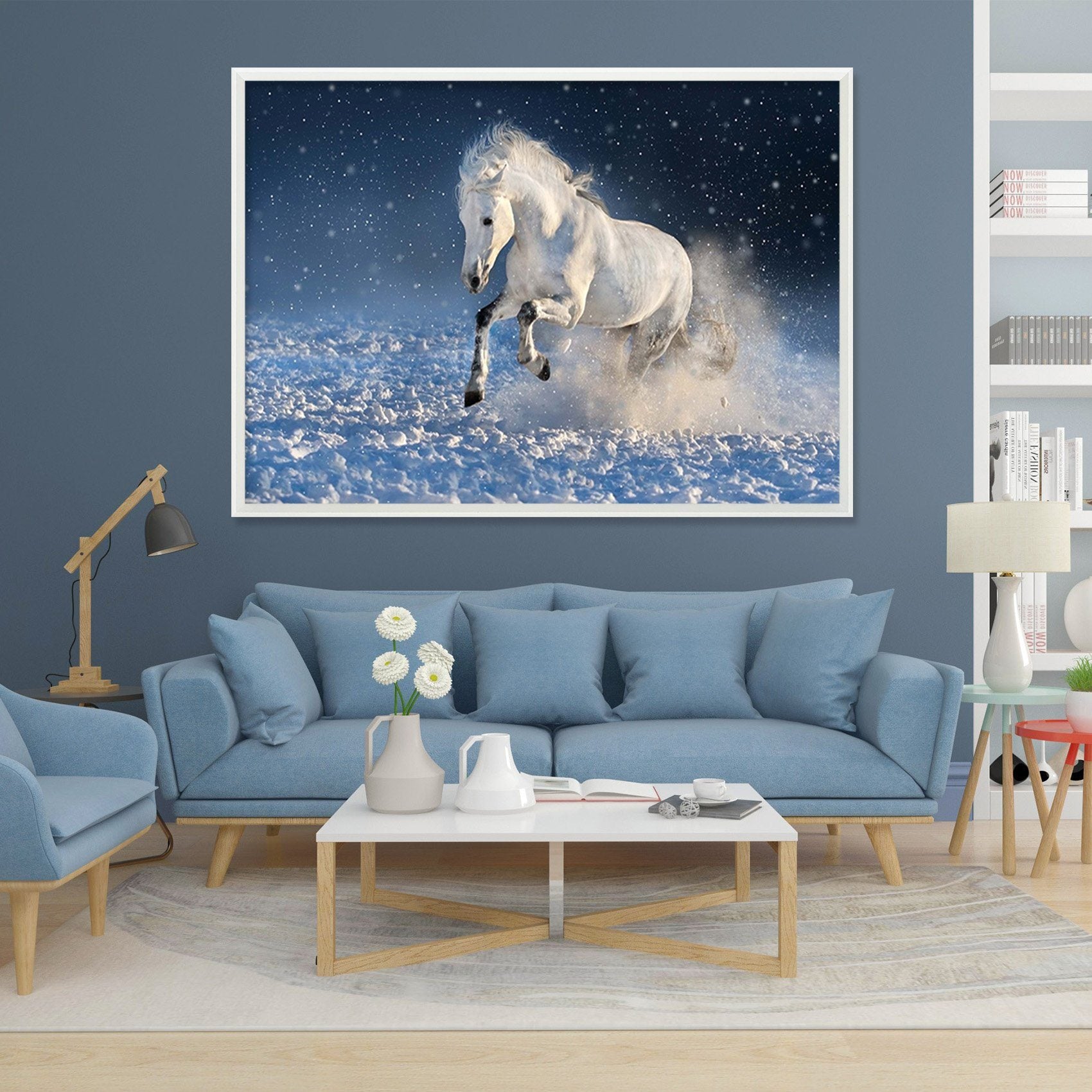 3D White Horse 160 Fake Framed Print Painting Wallpaper AJ Creativity Home 