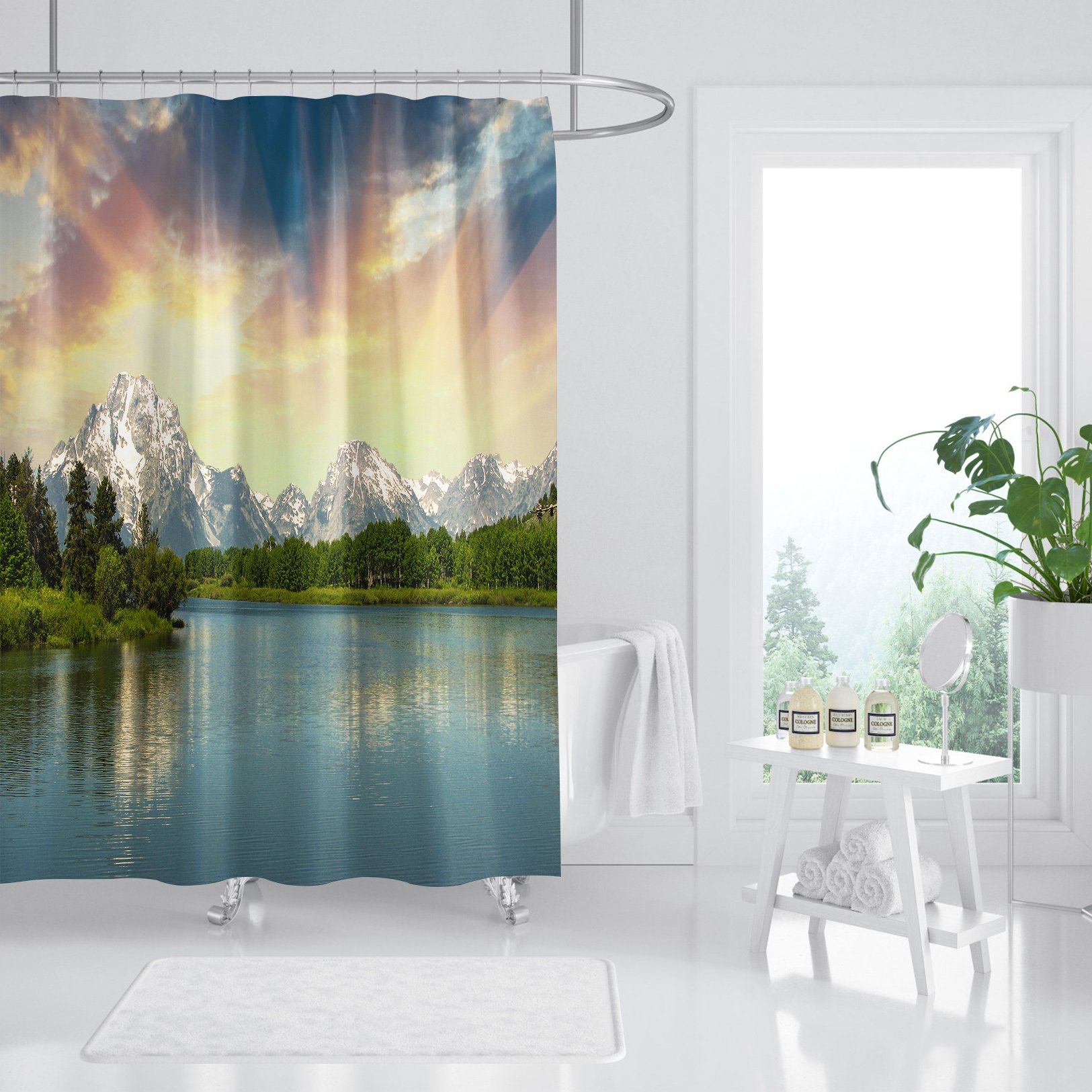 3D Lake Water Snow Mountain 029 Shower Curtain 3D Shower Curtain AJ Creativity Home 