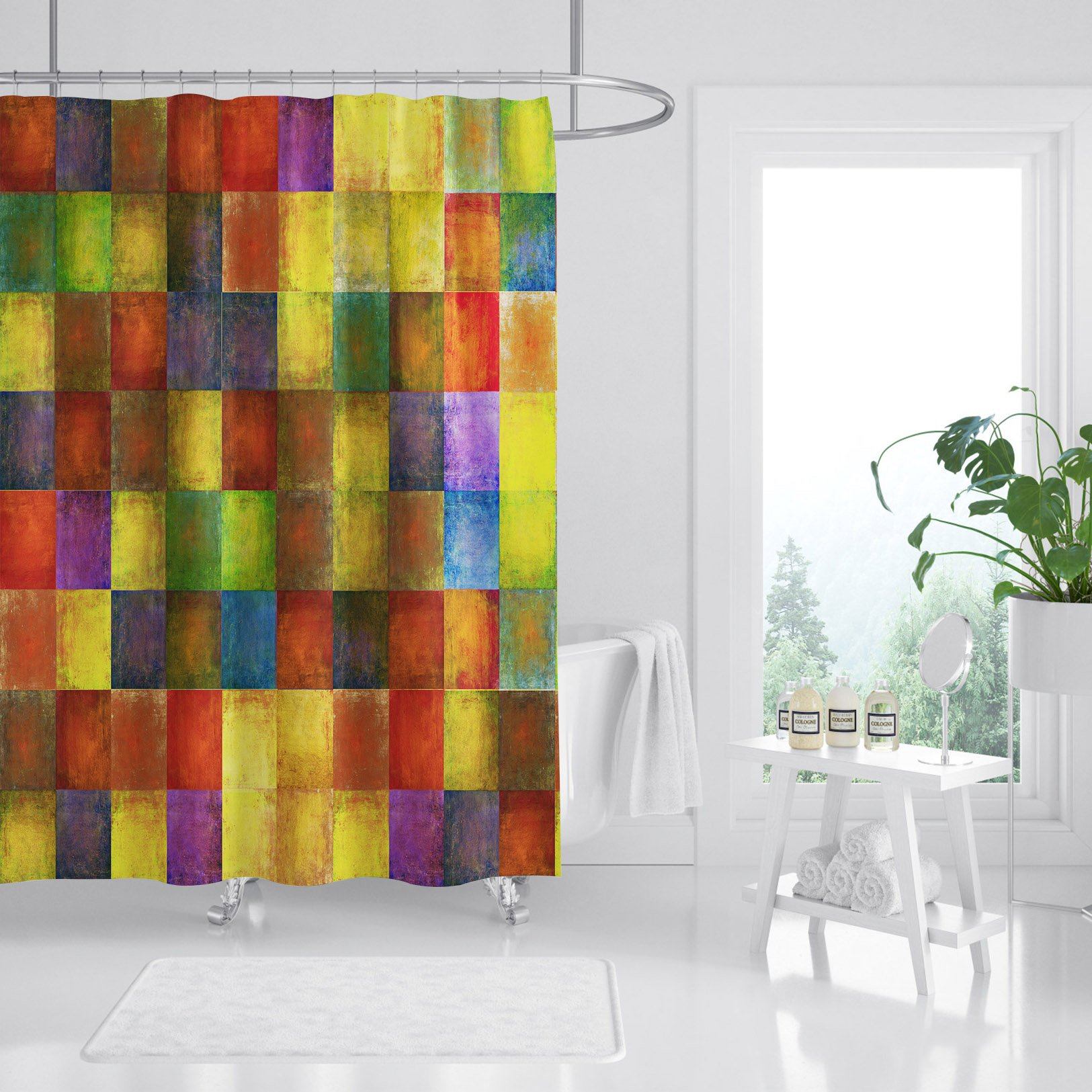 3D Colored Squares 040 Shower Curtain 3D Shower Curtain AJ Creativity Home 