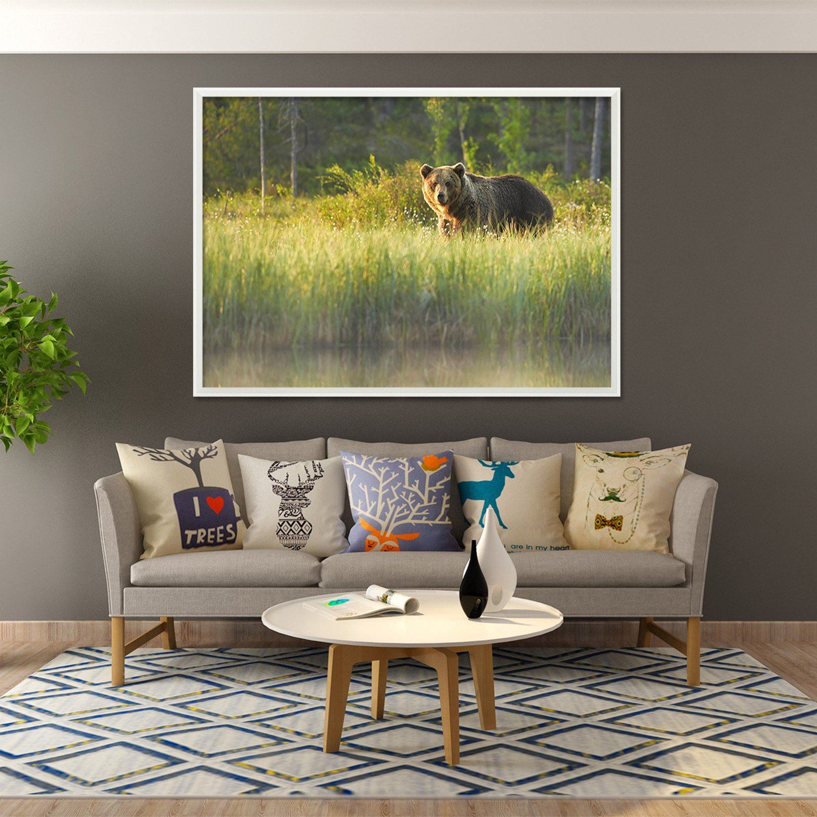 3D Leisurely Brown Bear 192 Fake Framed Print Painting Wallpaper AJ Creativity Home 