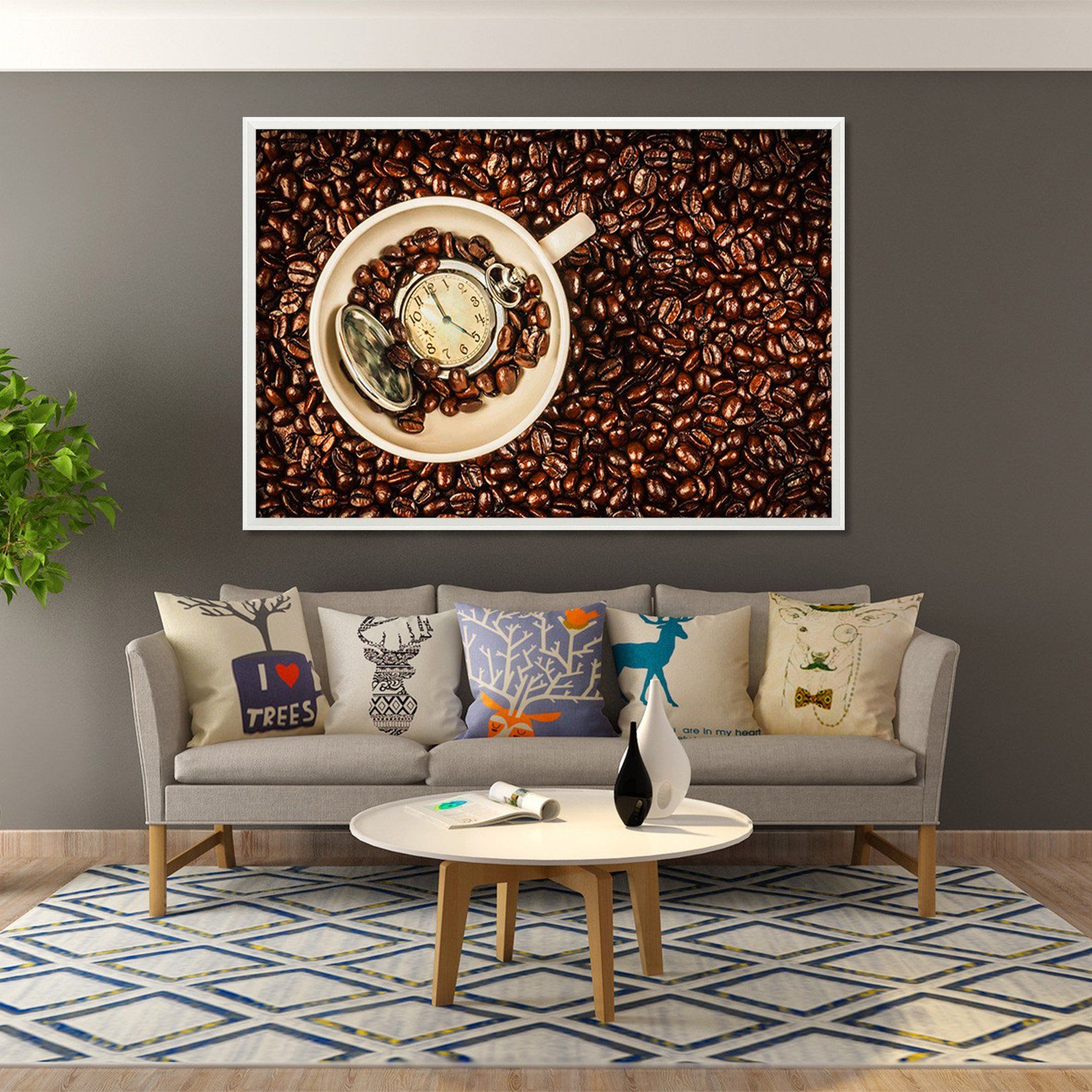 3D Coffee Beans 118 Fake Framed Print Painting Wallpaper AJ Creativity Home 