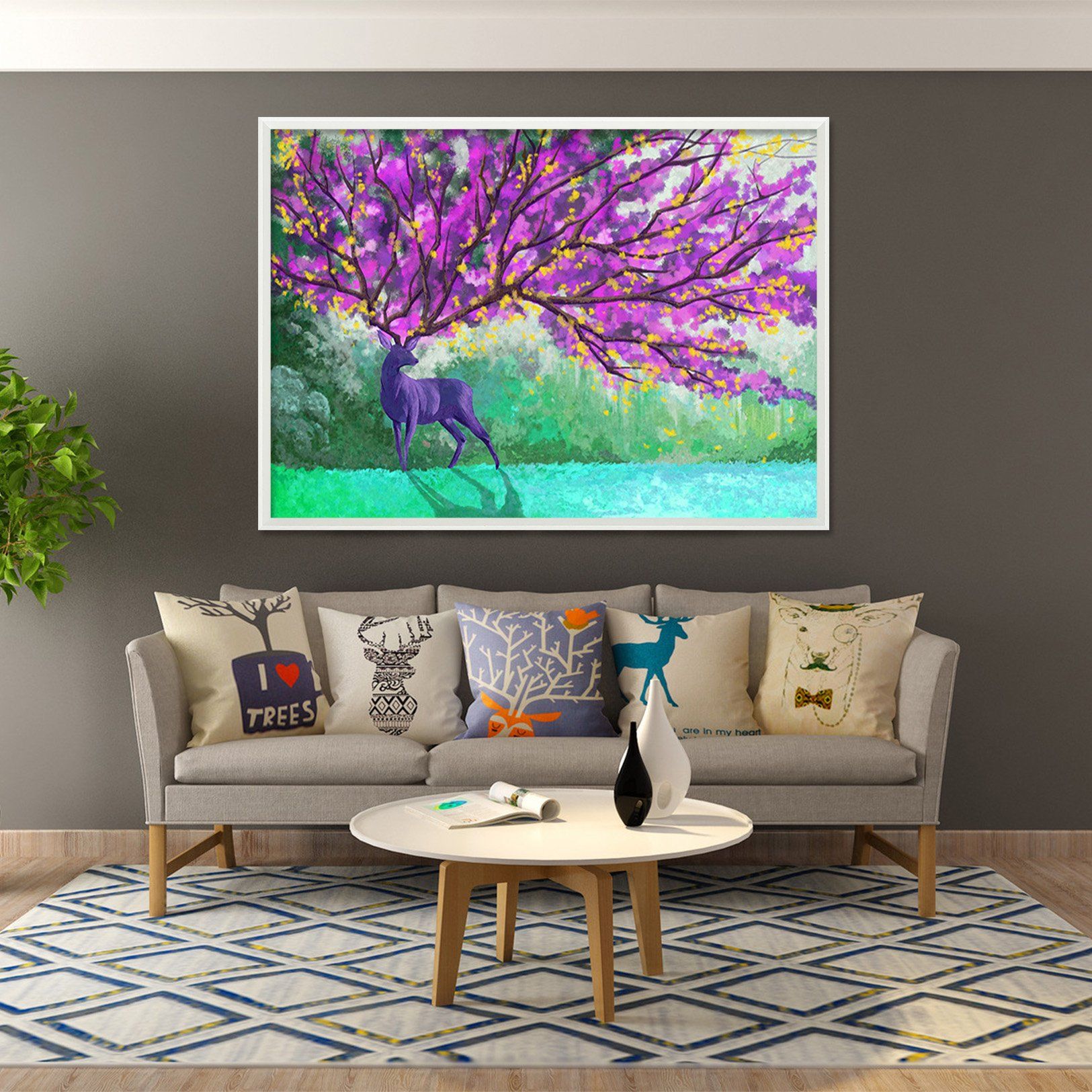 3D Purple Tree 110 Fake Framed Print Painting Wallpaper AJ Creativity Home 