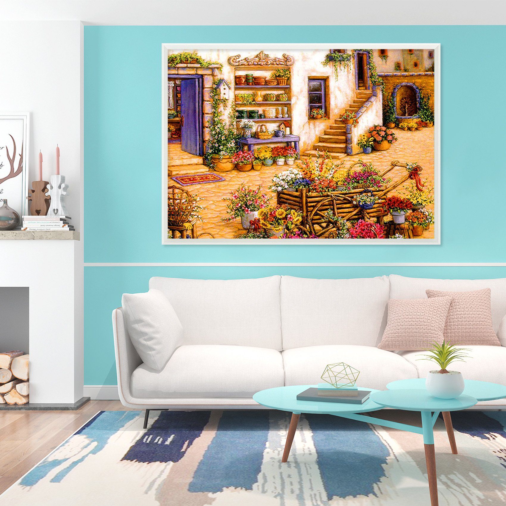 3D Flower House 025 Fake Framed Print Painting Wallpaper AJ Creativity Home 