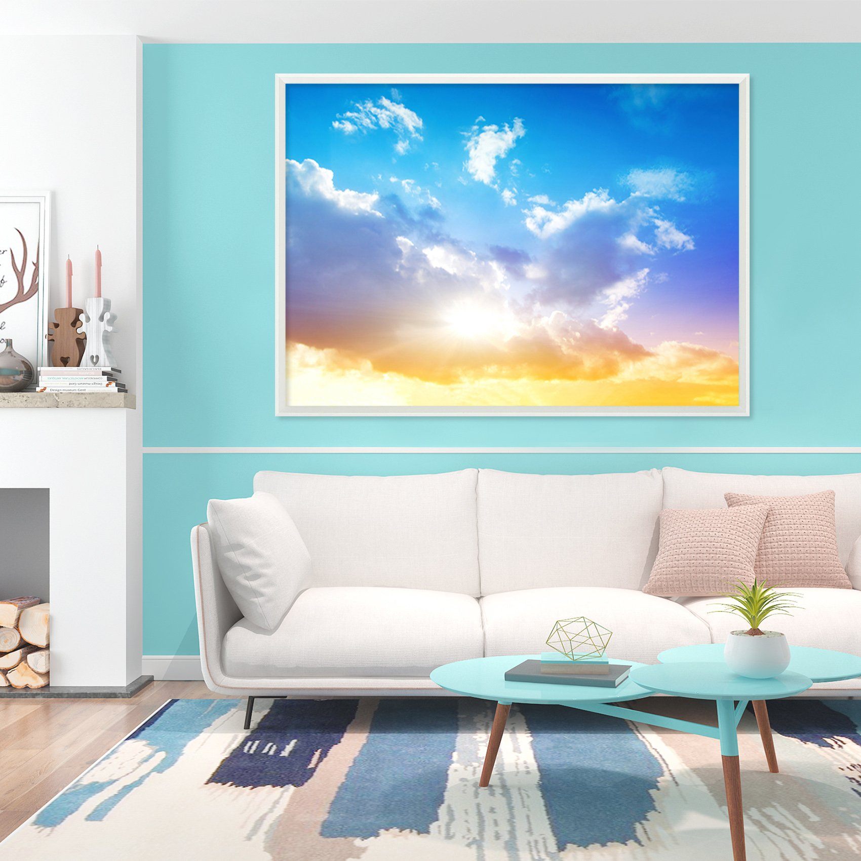 3D Dazzling Sunshine 017 Fake Framed Print Painting Wallpaper AJ Creativity Home 