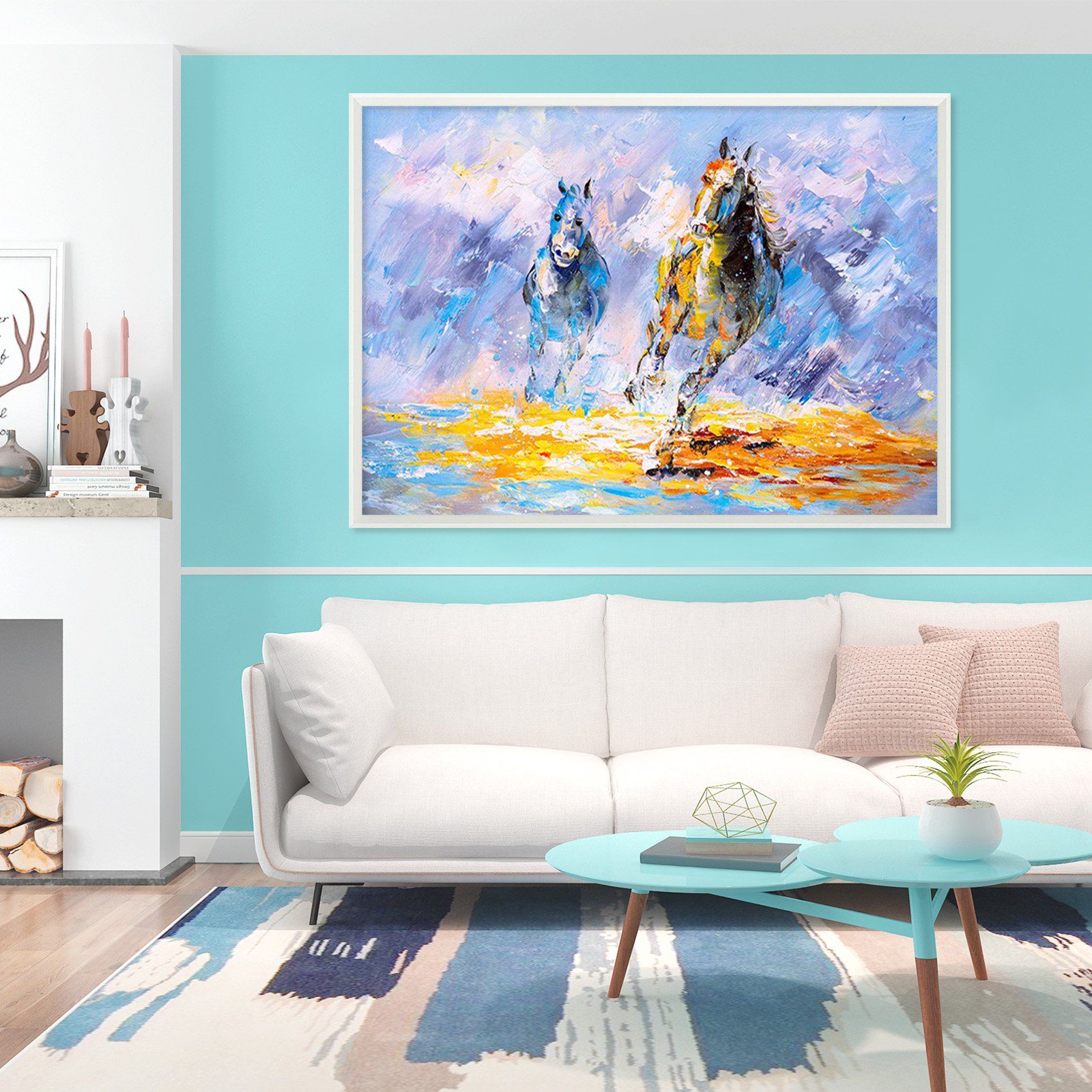 3D Oil Painting Horse 002 Fake Framed Print Painting Wallpaper AJ Creativity Home 