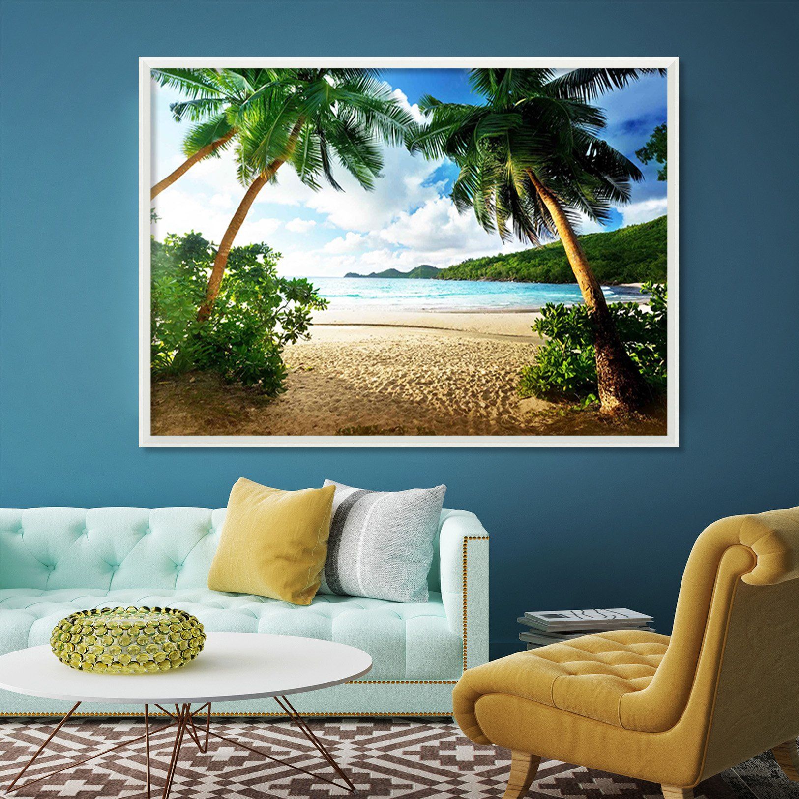 3D Seaside Beach 023 Fake Framed Print Painting Wallpaper AJ Creativity Home 