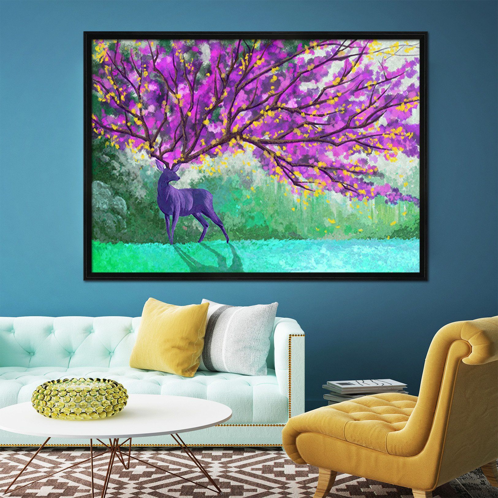 3D Purple Tree 110 Fake Framed Print Painting Wallpaper AJ Creativity Home 