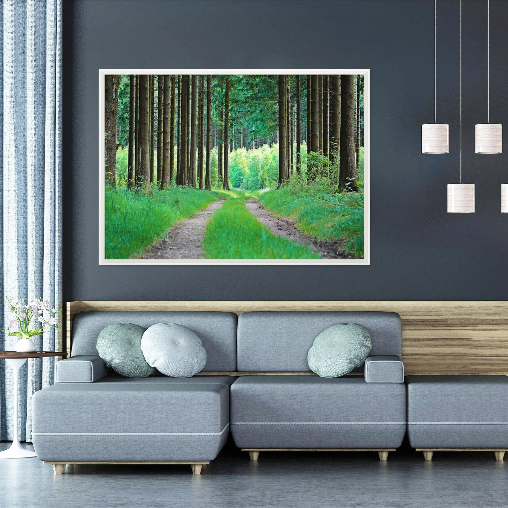 3D Grass Road 022 Fake Framed Print Painting Wallpaper AJ Creativity Home 