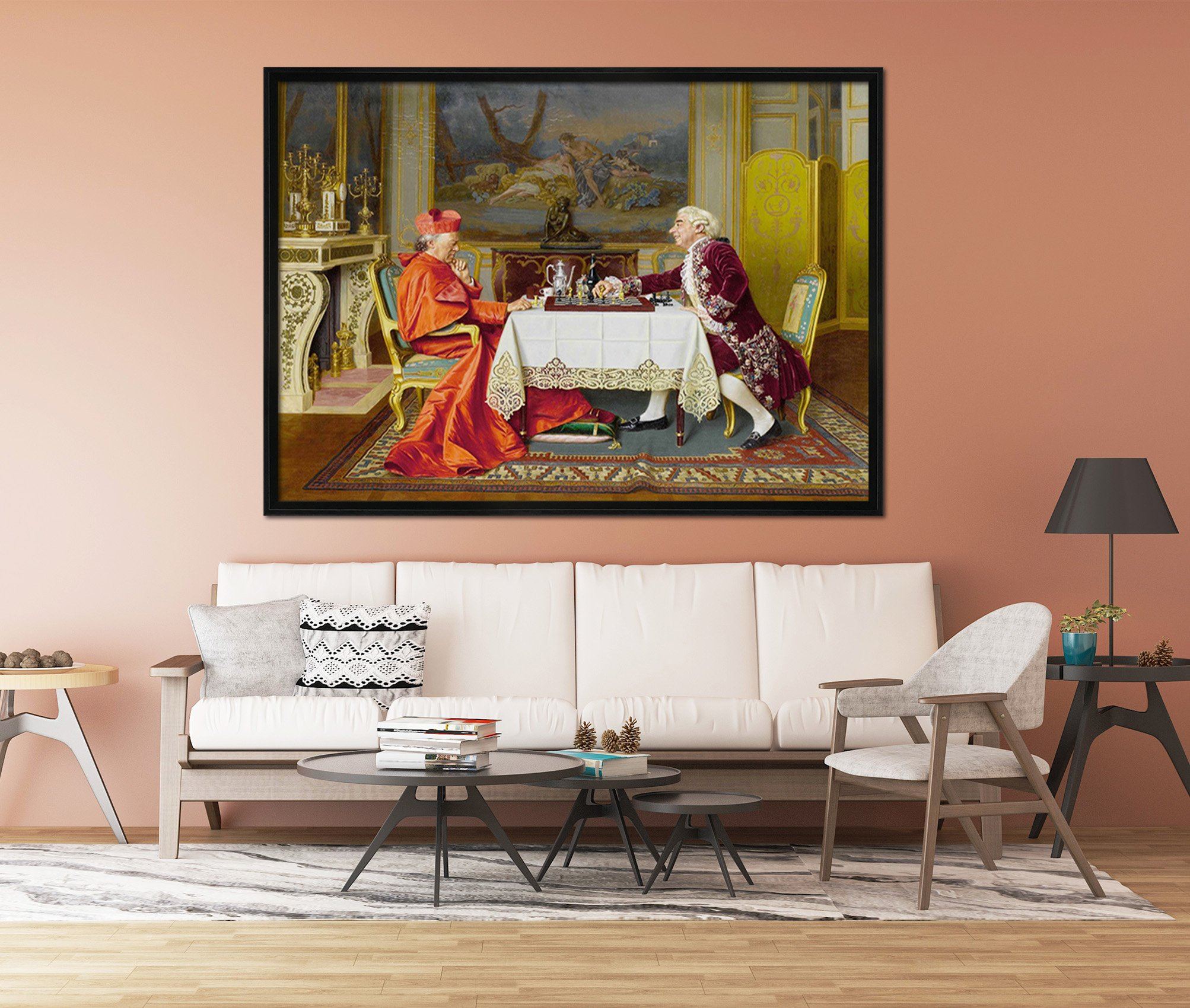3D Thinking Of Chess 038 Fake Framed Print Painting Wallpaper AJ Creativity Home 