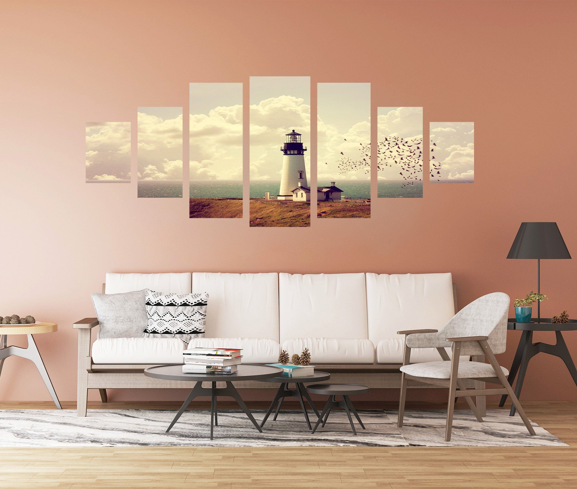 3D White Lighthouse 158 Unframed Print Wallpaper Wallpaper AJ Wallpaper 