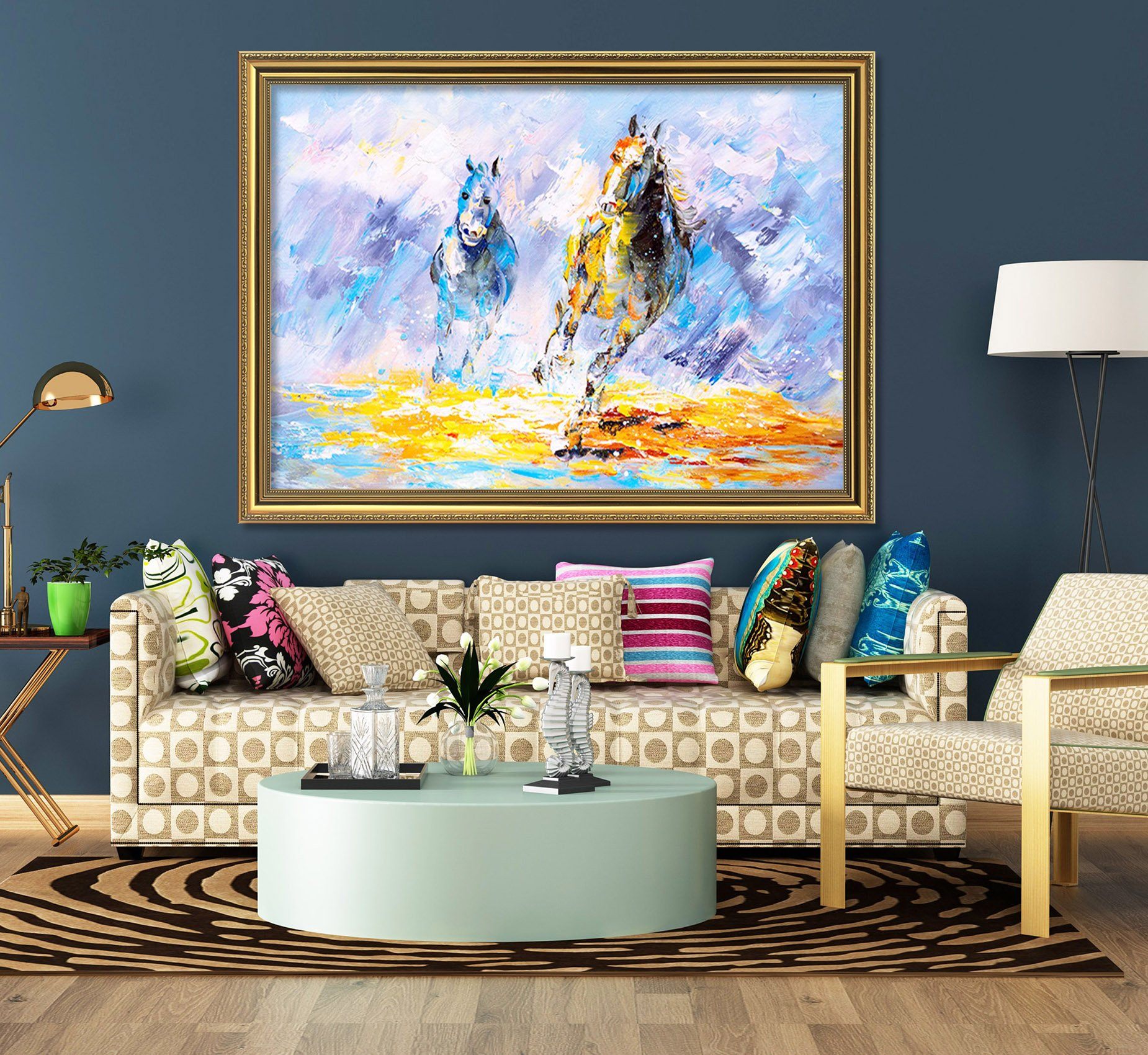 3D Oil Painting Horse 002 Fake Framed Print Painting Wallpaper AJ Creativity Home 