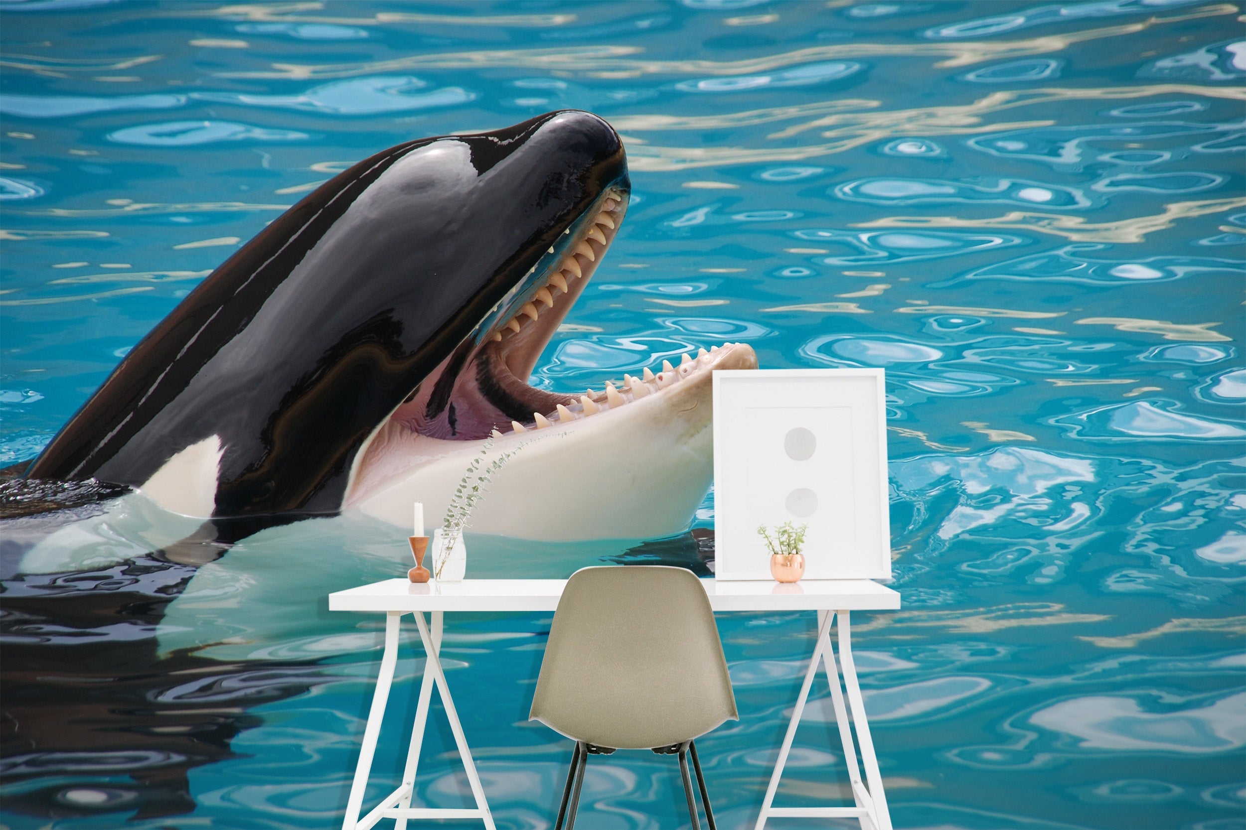 3D Dolphin Mouth 028 Wall Murals Wallpaper AJ Wallpaper 2 