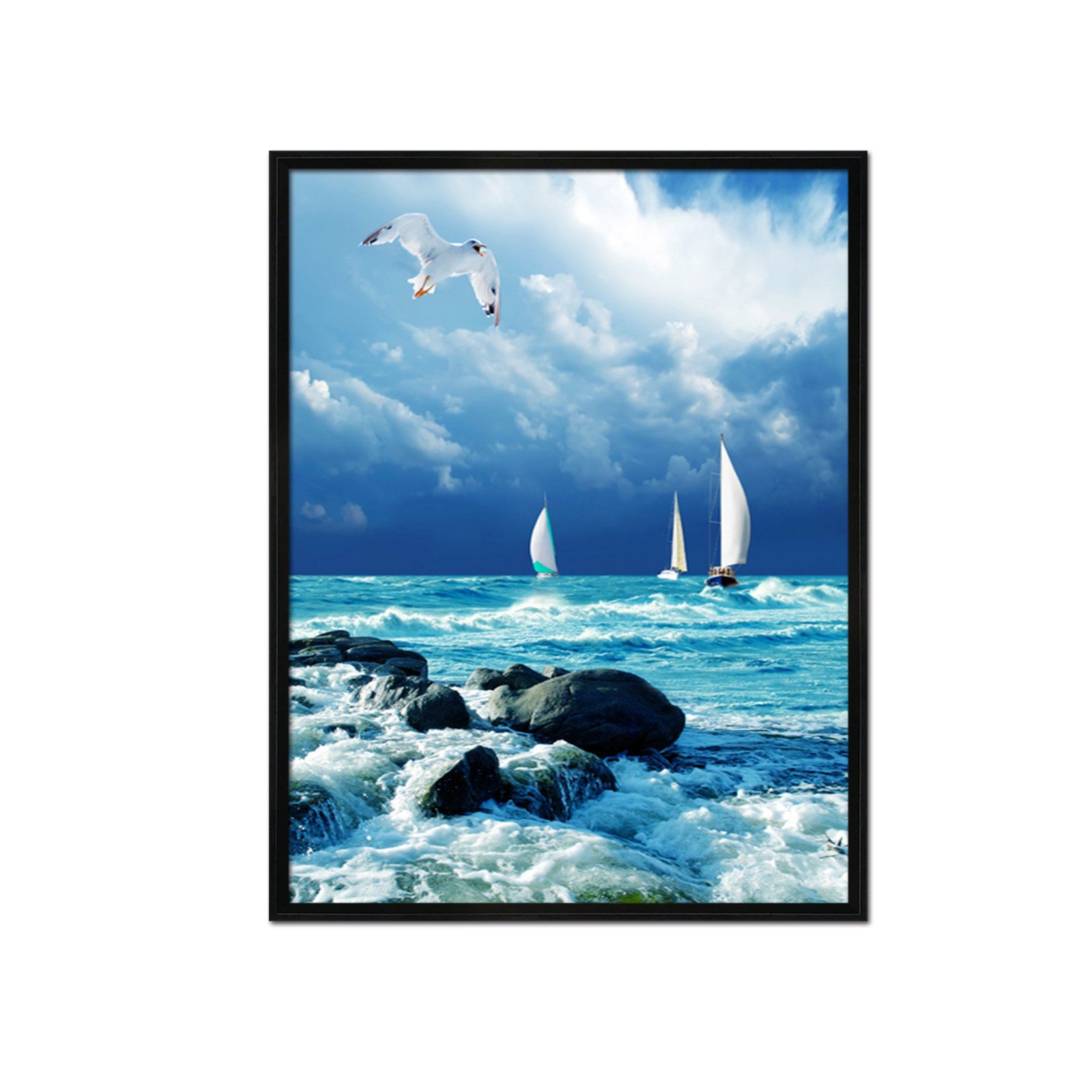 3D Storm Waves 012 Fake Framed Print Painting Wallpaper AJ Creativity Home 