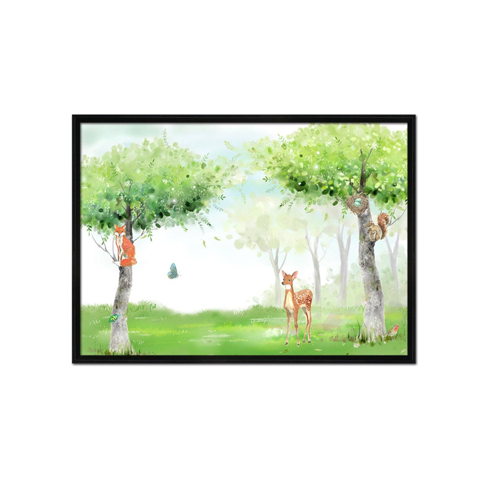 3D Fawn Butterfly 005 Fake Framed Print Painting Wallpaper AJ Creativity Home 