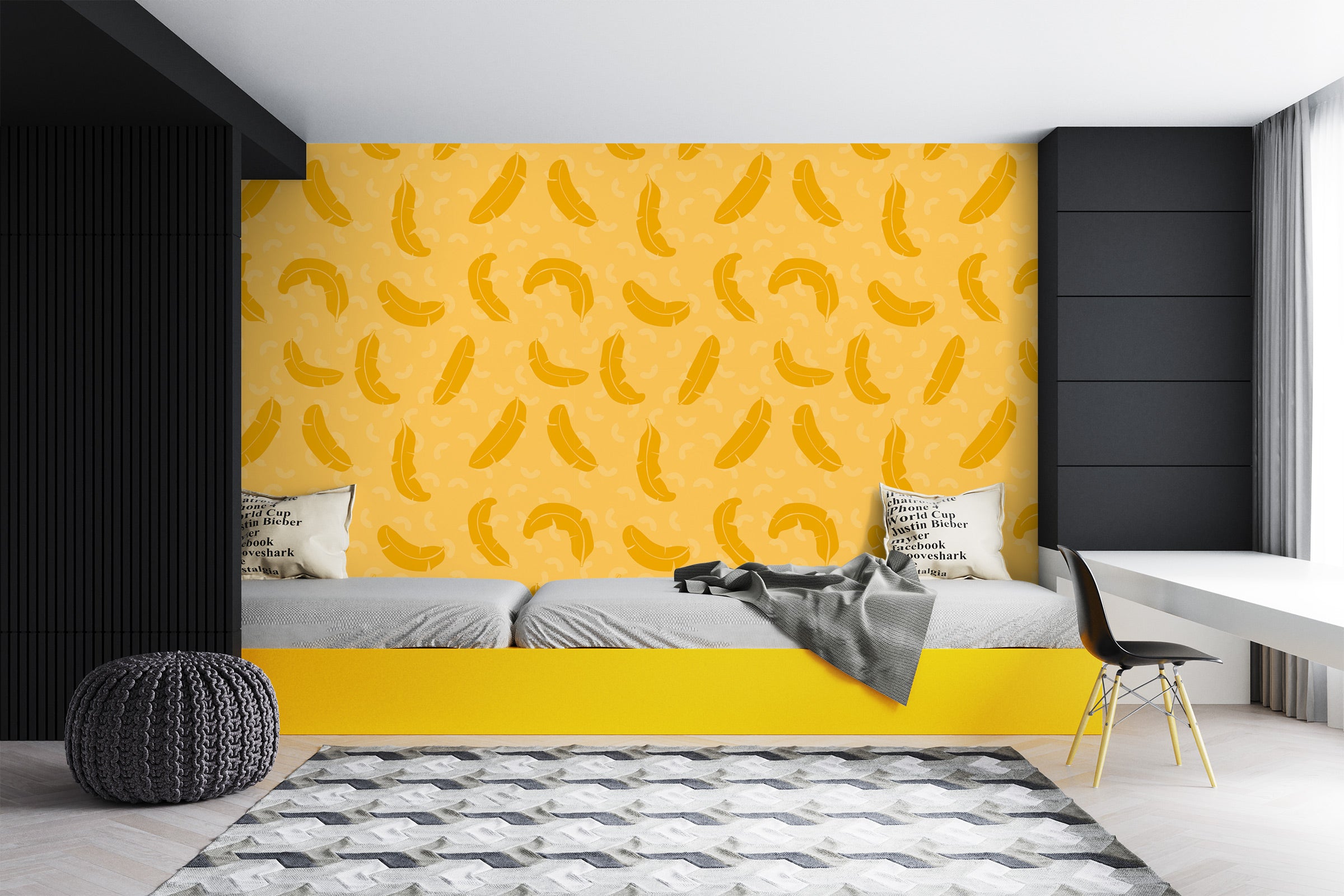 3D Yellow Leaves Pattern 12078 Kashmira Jayaprakash Wall Mural Wall Murals