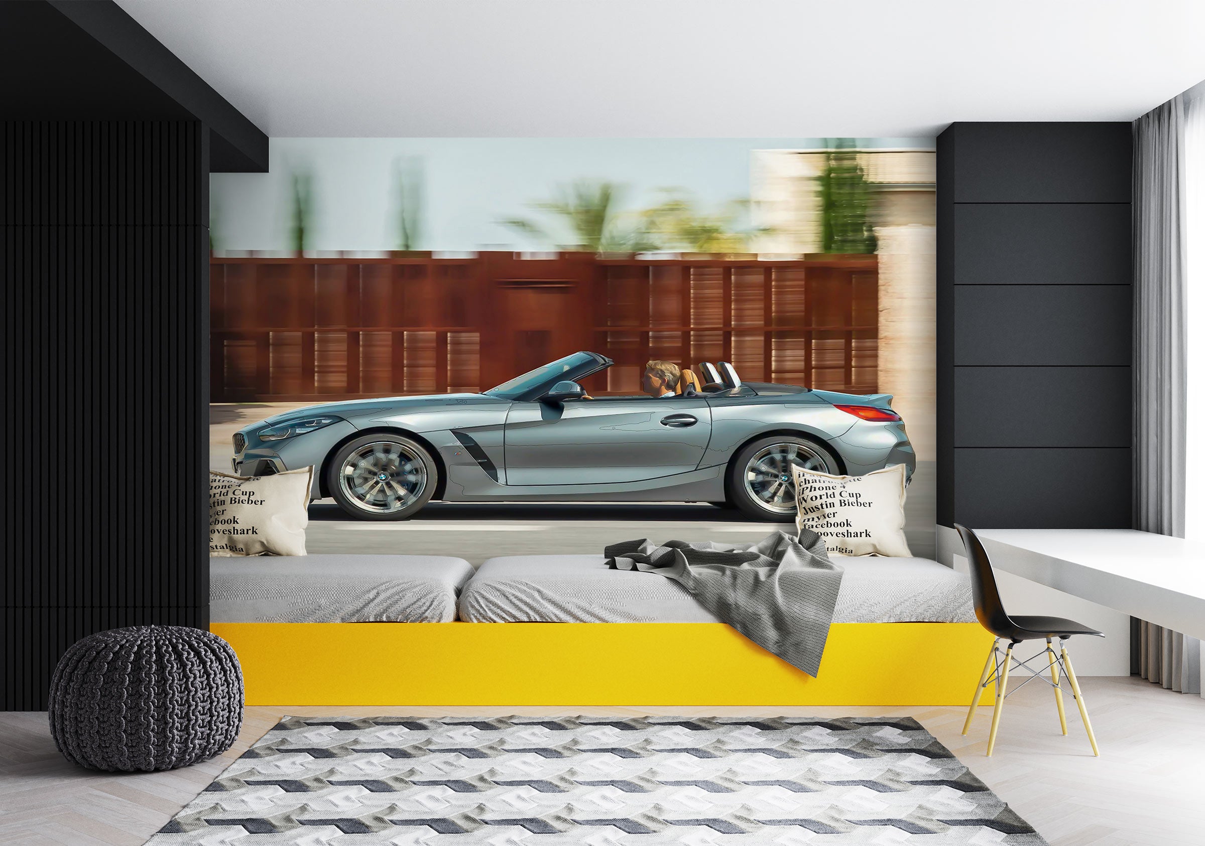 3D Silver Car 90220 Alius Herb Wall Mural Wall Murals