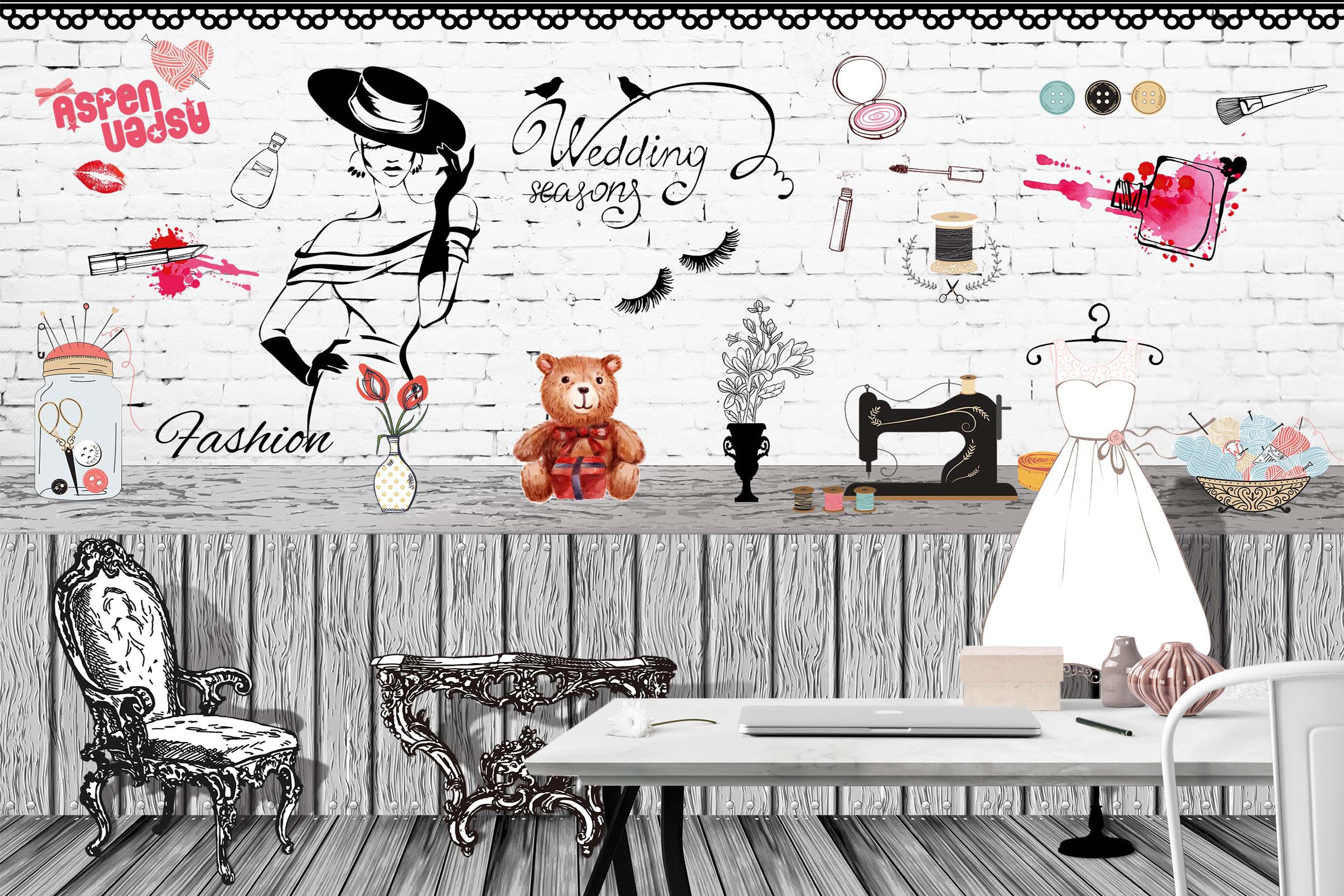 3D Fashion Girl 2044 Wall Murals