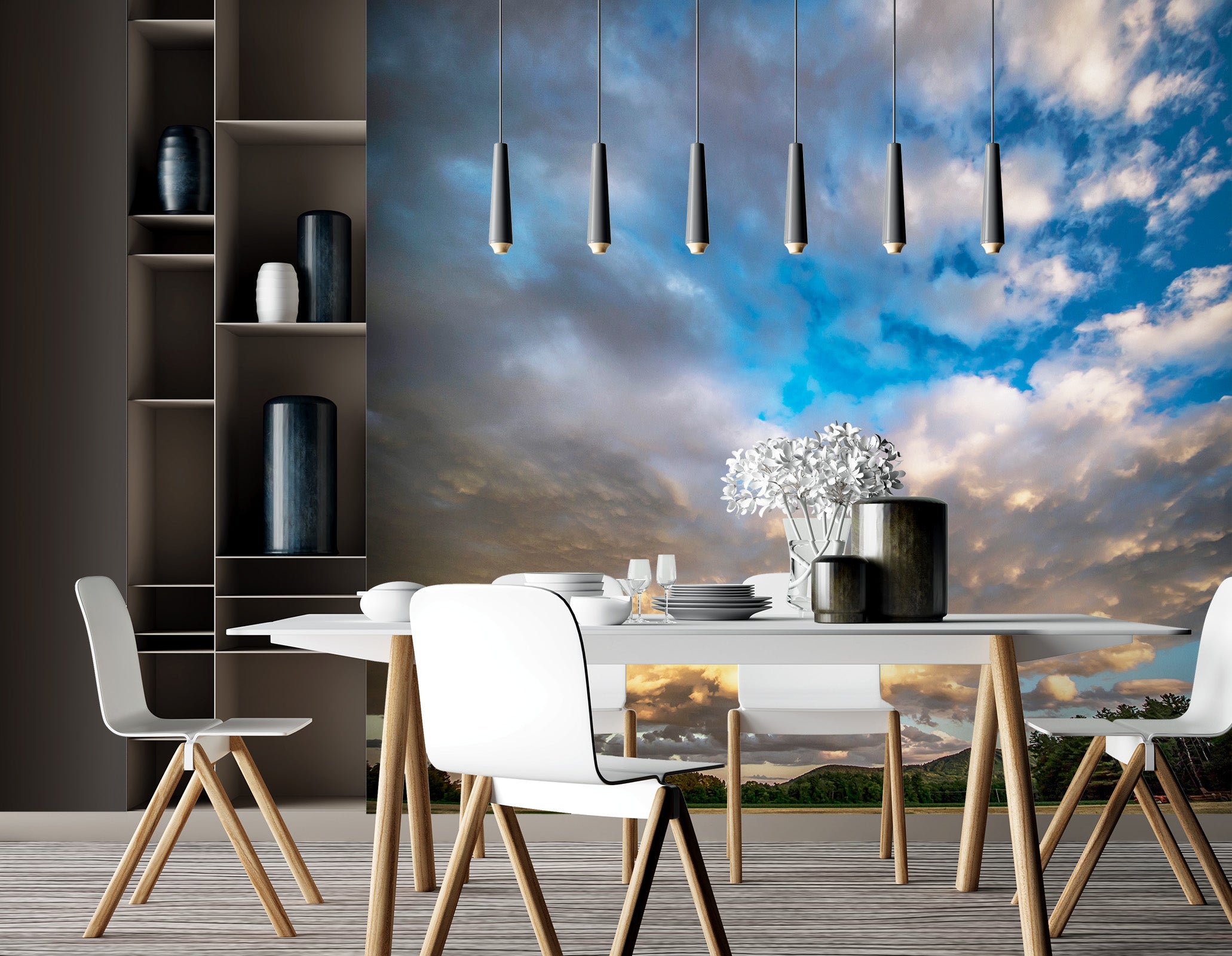 3D Blue Sky White Clouds 85003 Jerry LoFaro Wall Mural Wall Murals