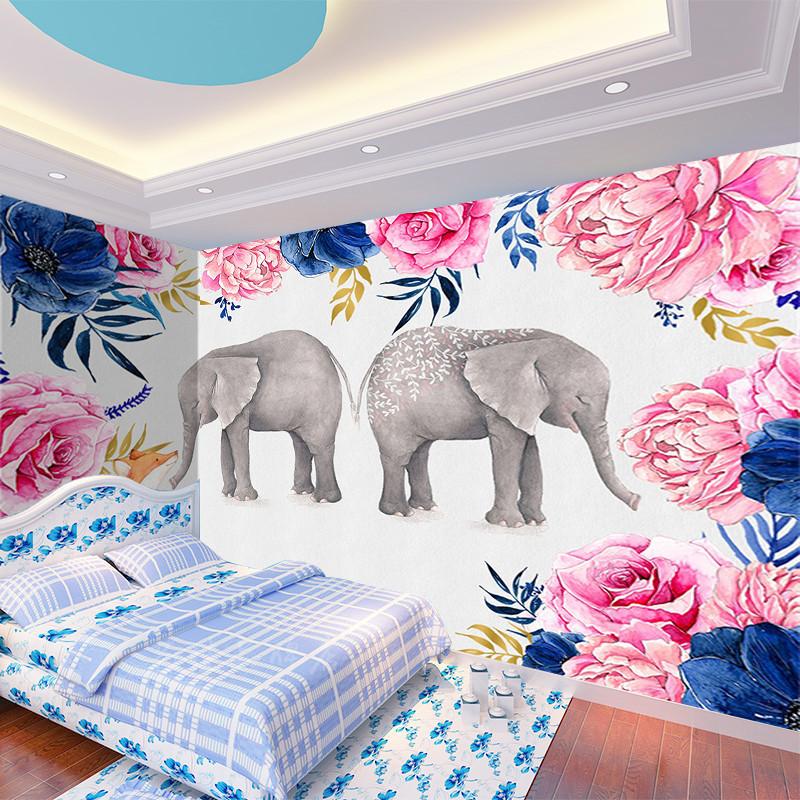 3D Flowers Elephant 087 Wallpaper AJ Wallpaper 