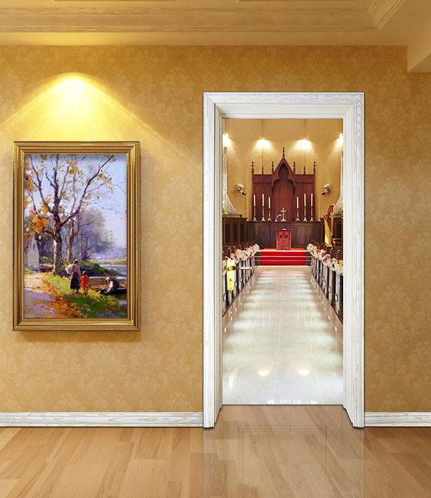 3D modern church style door mural Wallpaper AJ Wallpaper 